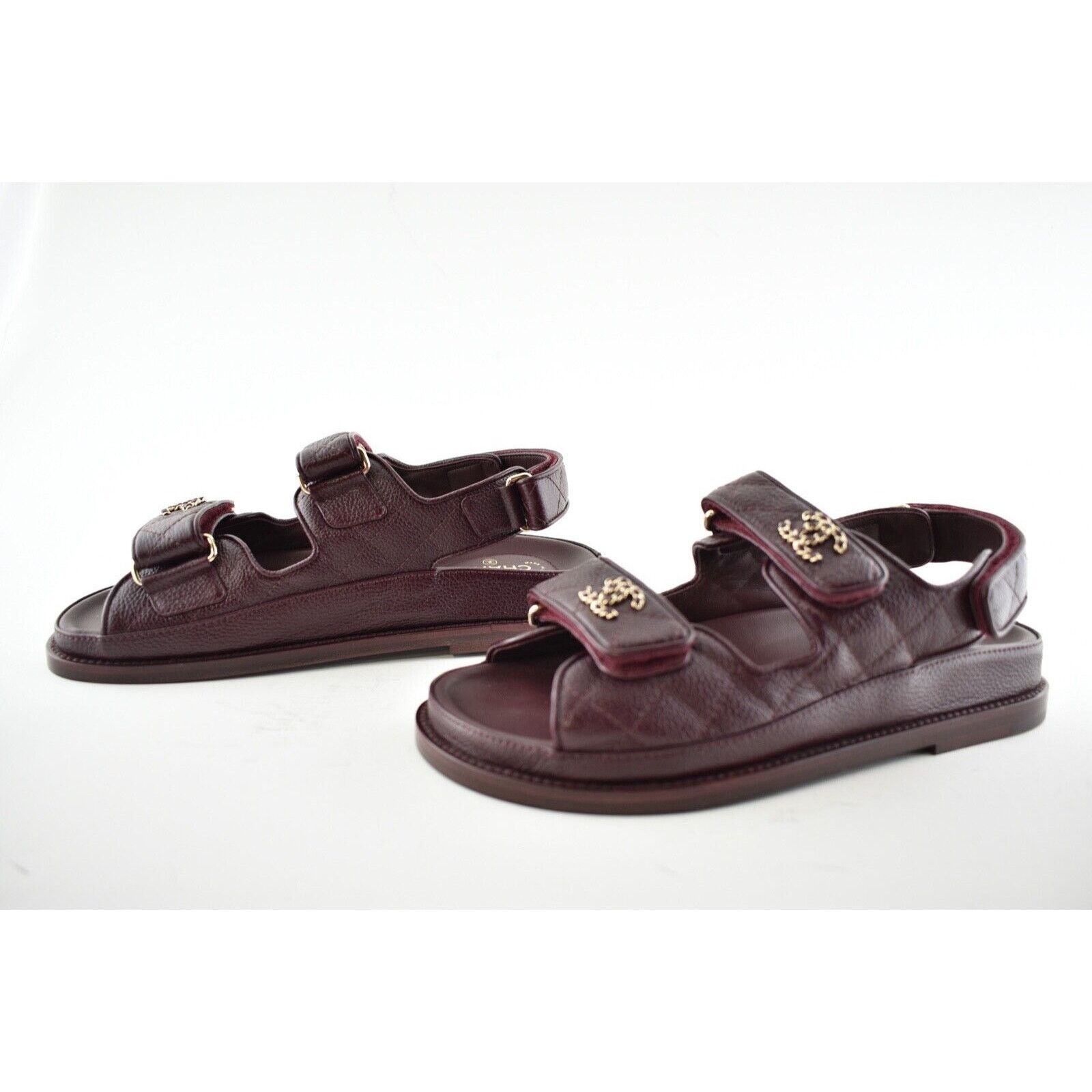 Chanel Chanel 21C Burgundy Red Caviar Gold CC Logo Mule Slide Size US 6 / IT 36 - 10 Thumbnail