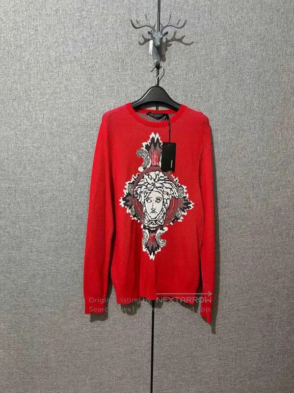 Versace Versace Red Wool Medusa Logo Sweater . Size US S / EU 44-46 / 1 - 1 Thumbnail