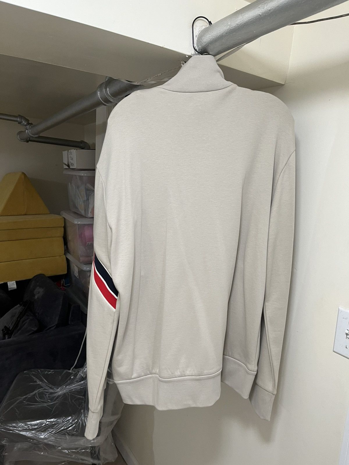 Moncler Moncler Zip Up Jacket With Striped Sleeve Sz XL Size US XL / EU 56 / 4 - 4 Thumbnail