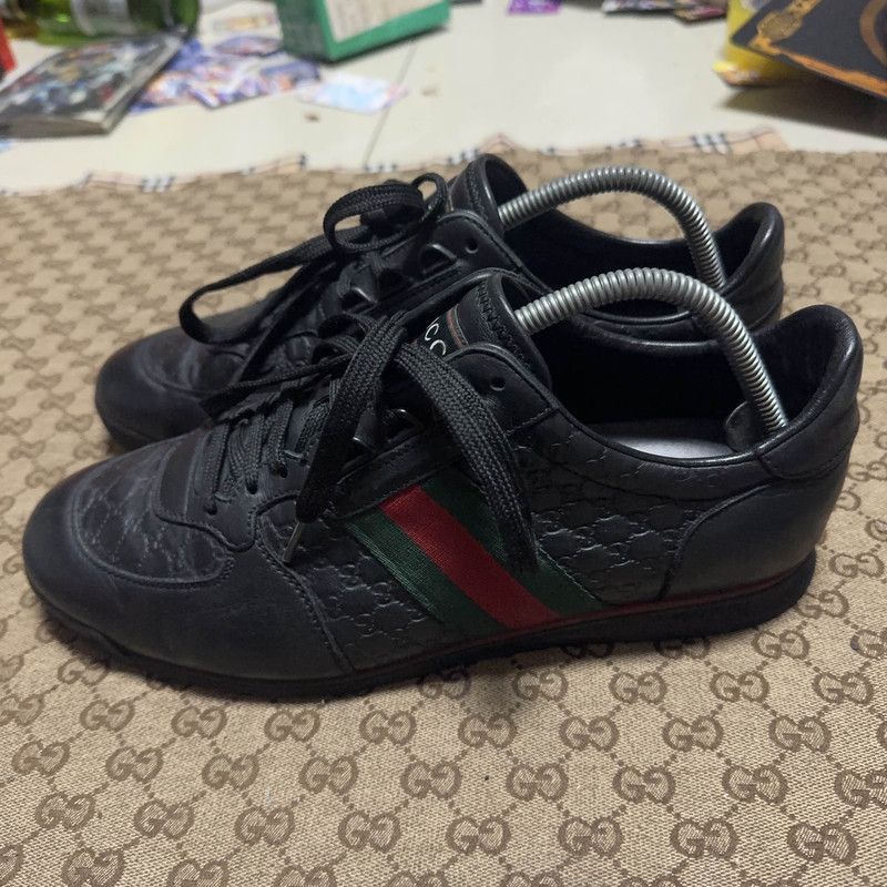 Gucci Gucci Black Leather Casual Sneakers - Size US 9 / EU 42 - 1 Thumbnail