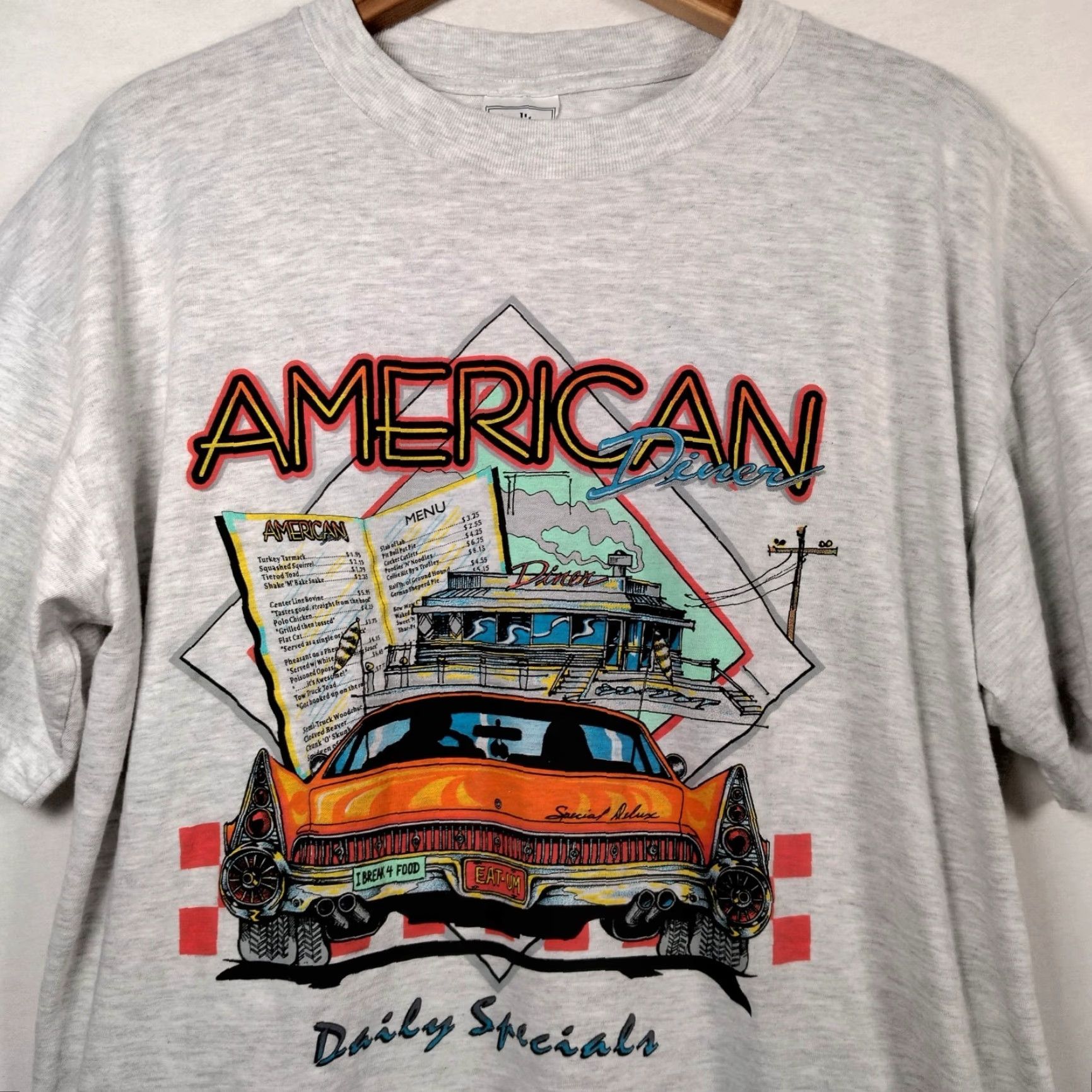 Vintage VINTAGE Creditee American Diner Shirt XL Gray Single Stitch Graphic T Drive In Food Mens Shirt Size US XL / EU 56 / 4 - 2 Thumbnail