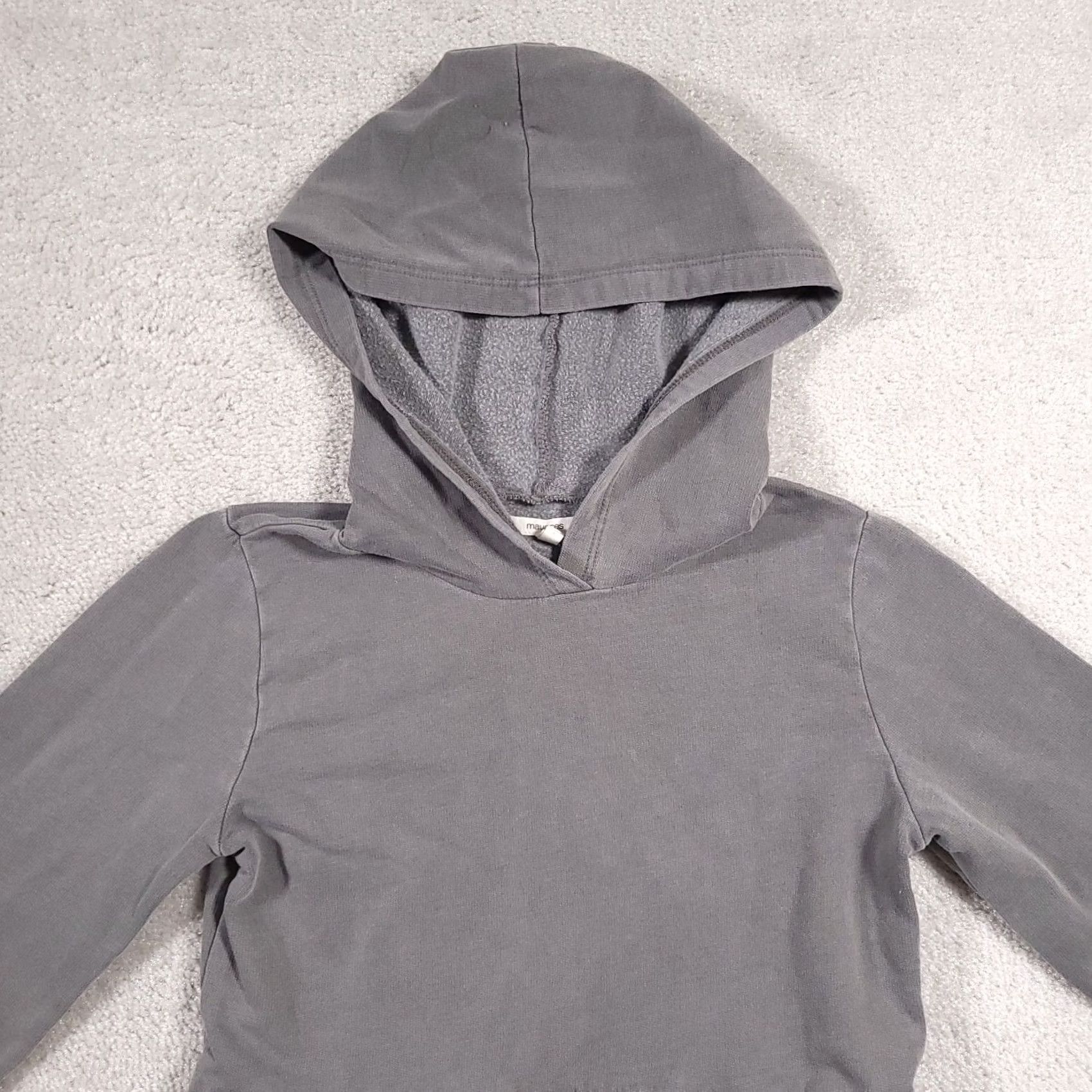 Vintage Maurices Sweatshirt Hoodie Women's XS Long Sleeve Hooded Gray Ruffle Crop Shirt Size XS / US 0-2 / IT 36-38 - 3 Thumbnail