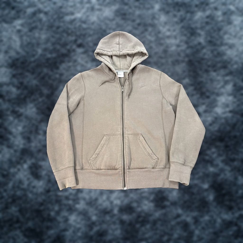 Nike VINTAGE Nike Hoodie Womens Full Zip Brown 90s Street Grunge Y2K Hooded Pockets L Womens Size L / US 10 / IT 46 - 1 Thumbnail