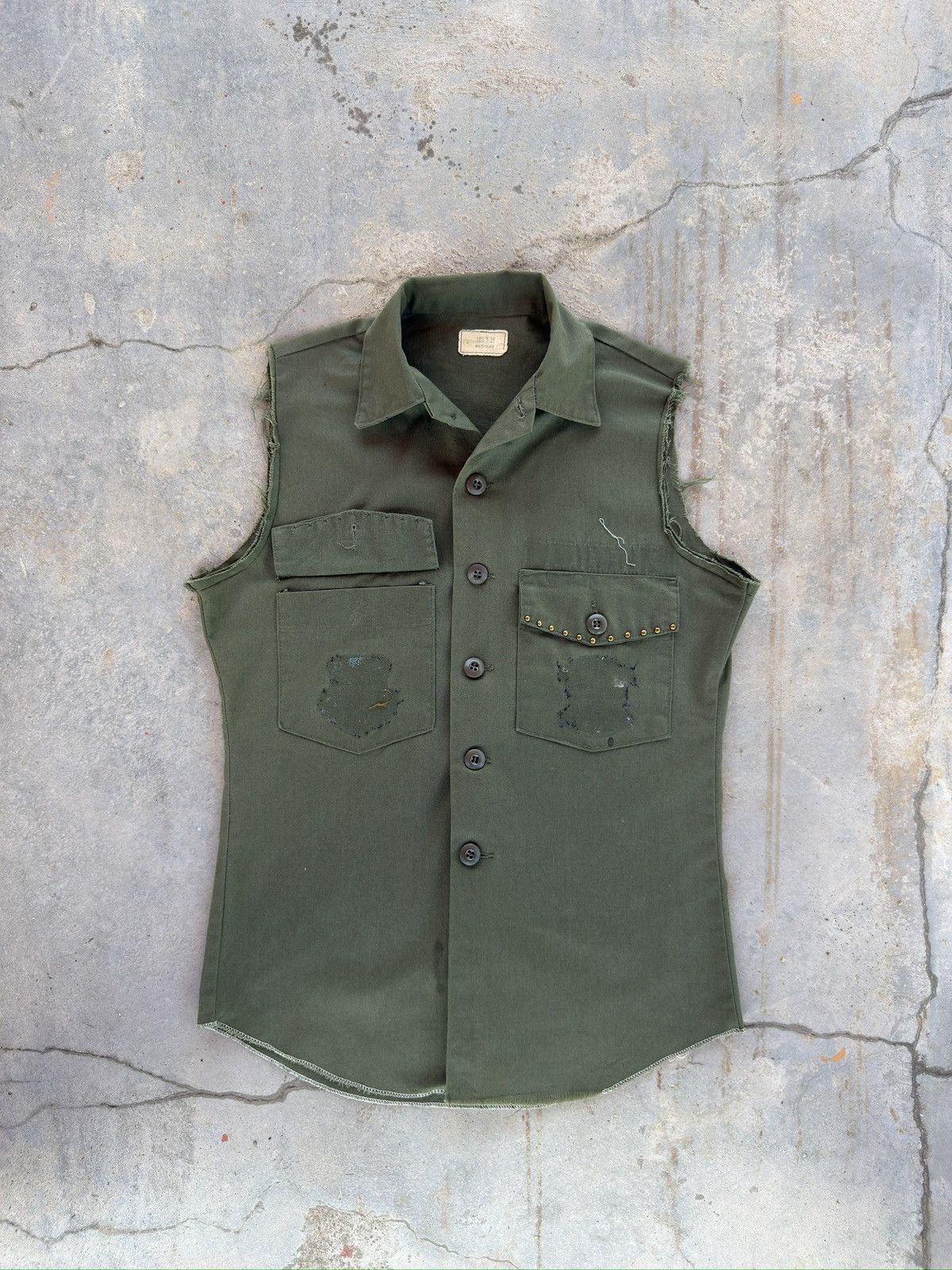 Vintage Vintage 1970s OG107 Sleeveless Army Shirt Size US M / EU 48-50 / 2 - 1 Thumbnail