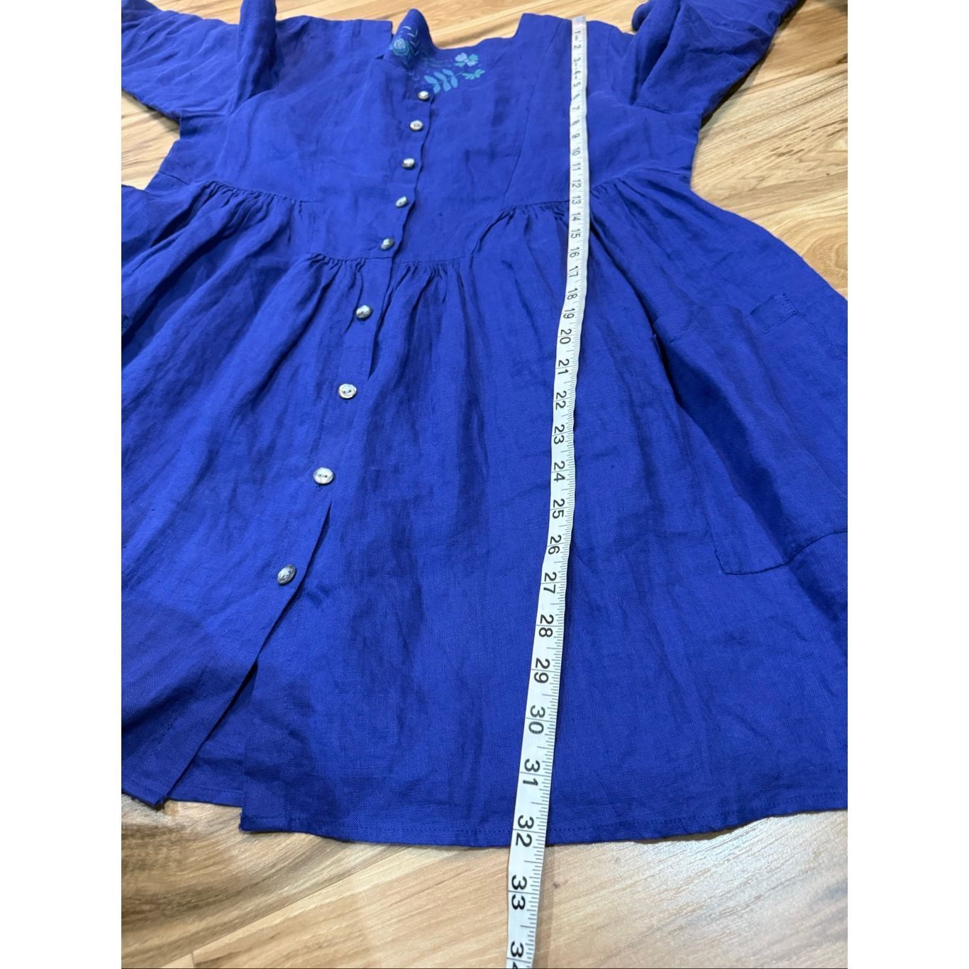 Guru Gudrun Sjoden blue linen top blouse tunic lagenlook size Sma Size S / US 4 / IT 40 - 7 Thumbnail