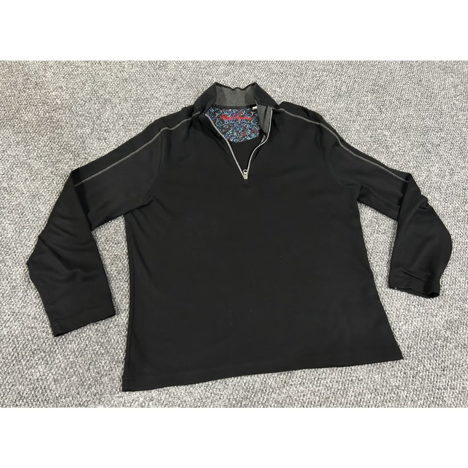 Robert Graham Robert Graham Pullover Sweater Mens XL Black 1/4 Zip Mock Neck Athletic Casual Knit Size US XL / EU 56 / 4 - 2 Thumbnail