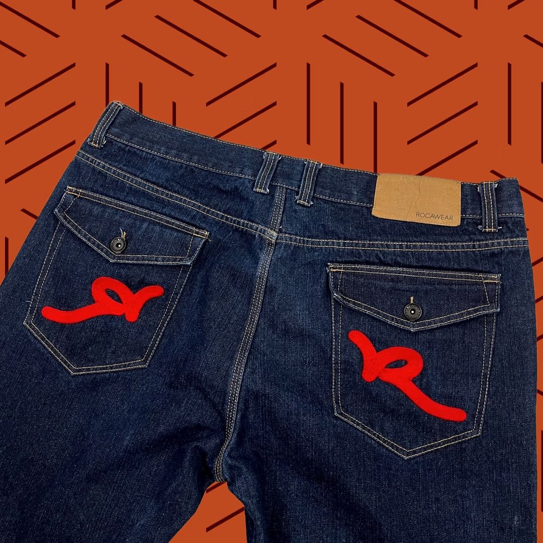 Rocawear Rocawear Jeans Mens 42 x 29 Blue Dark Wash Denim Skater Hip Hop Embroidered Y2K Rock Retro Grunge Style Jeans Mens Size US 42 / EU 58 - 1 Thumbnail