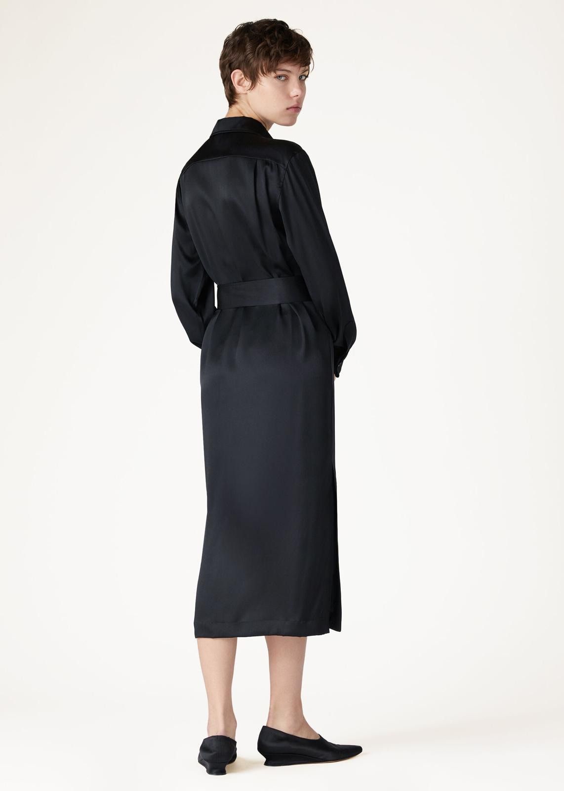 Loro Piana o1srvl11e0125 FAN7455 Karel Satin Dress in Black Size L / US 10 / IT 46 - 7 Thumbnail