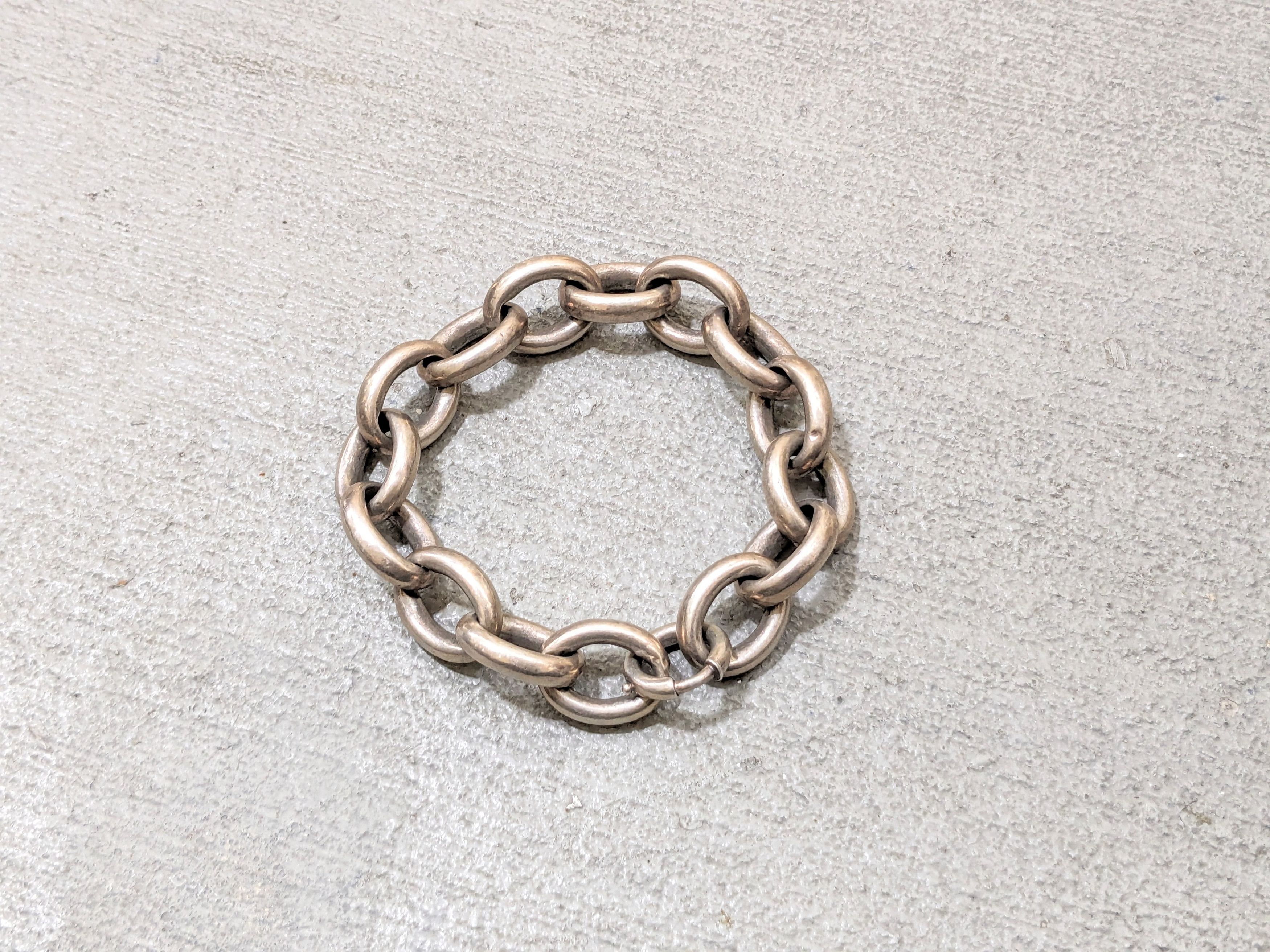 Other Vintage Sterling Silver Bracelet 9.5" Oval Chain Link 90s Size ONE SIZE - 2 Thumbnail