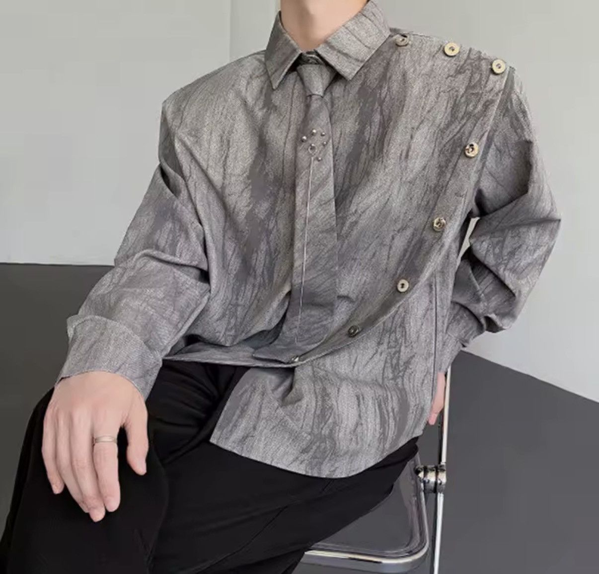 Other Designer Streetwear Asymmetric Punk Long Sleeve Shirt Size US M / EU 48-50 / 2 - 5 Thumbnail