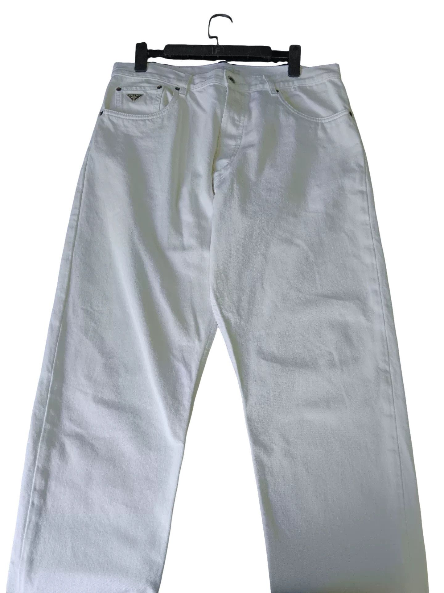 Prada Prada White Straight Leg Denim Jeans 33 Size US 33 - 1 Thumbnail