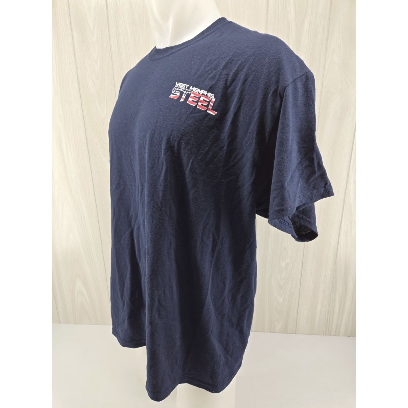 Gildan VINTAGE West Memphis Steel T Shirt XL Blue Gildan Men Short Sleeve Crew Neck Cotton Polyester T-Shirt Size US XL / EU 56 / 4 - 4 Thumbnail