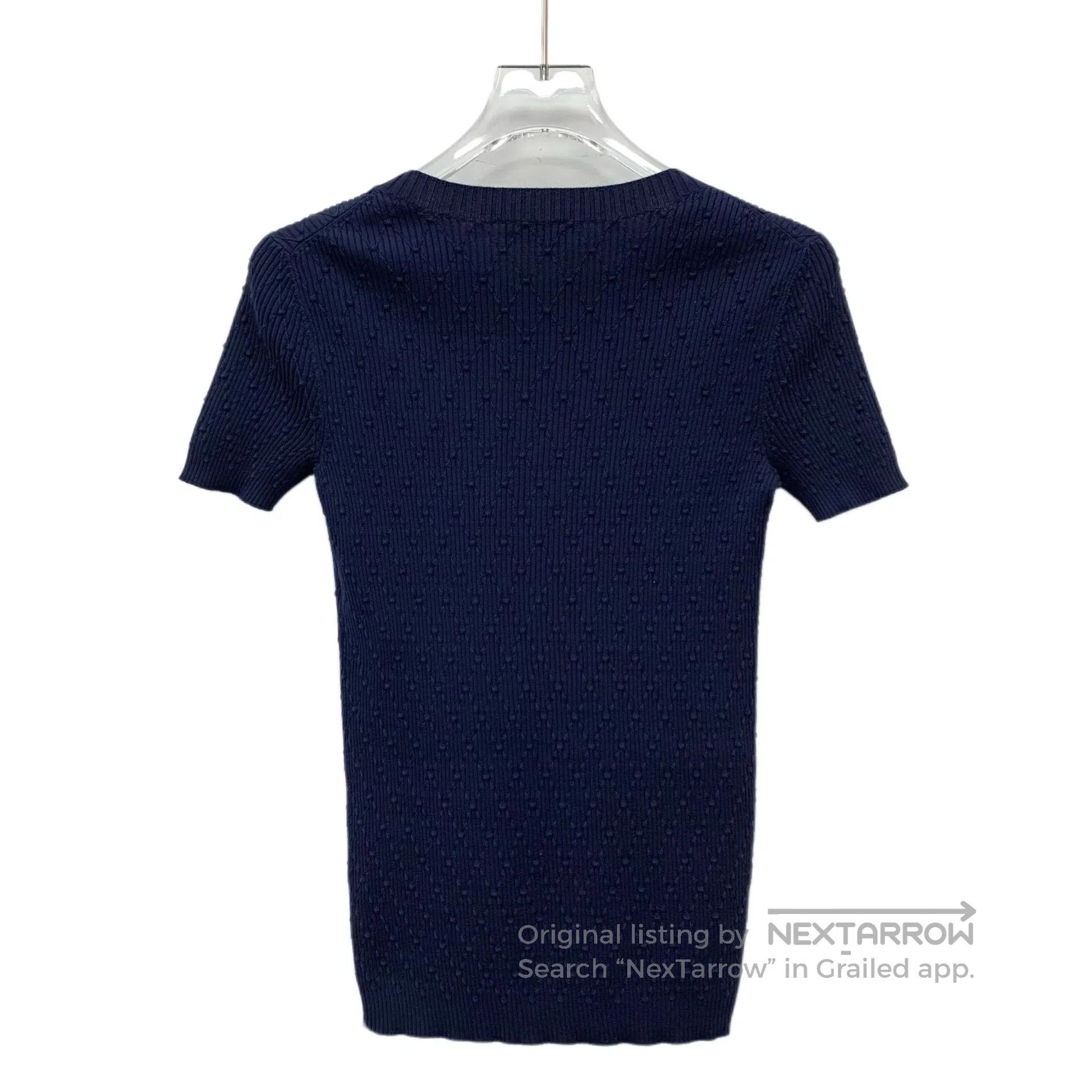 Chanel Chanel Dark Blue Double C Jacquard Cotton Round Neck Short Size US M / EU 48-50 / 2 - 2 Thumbnail