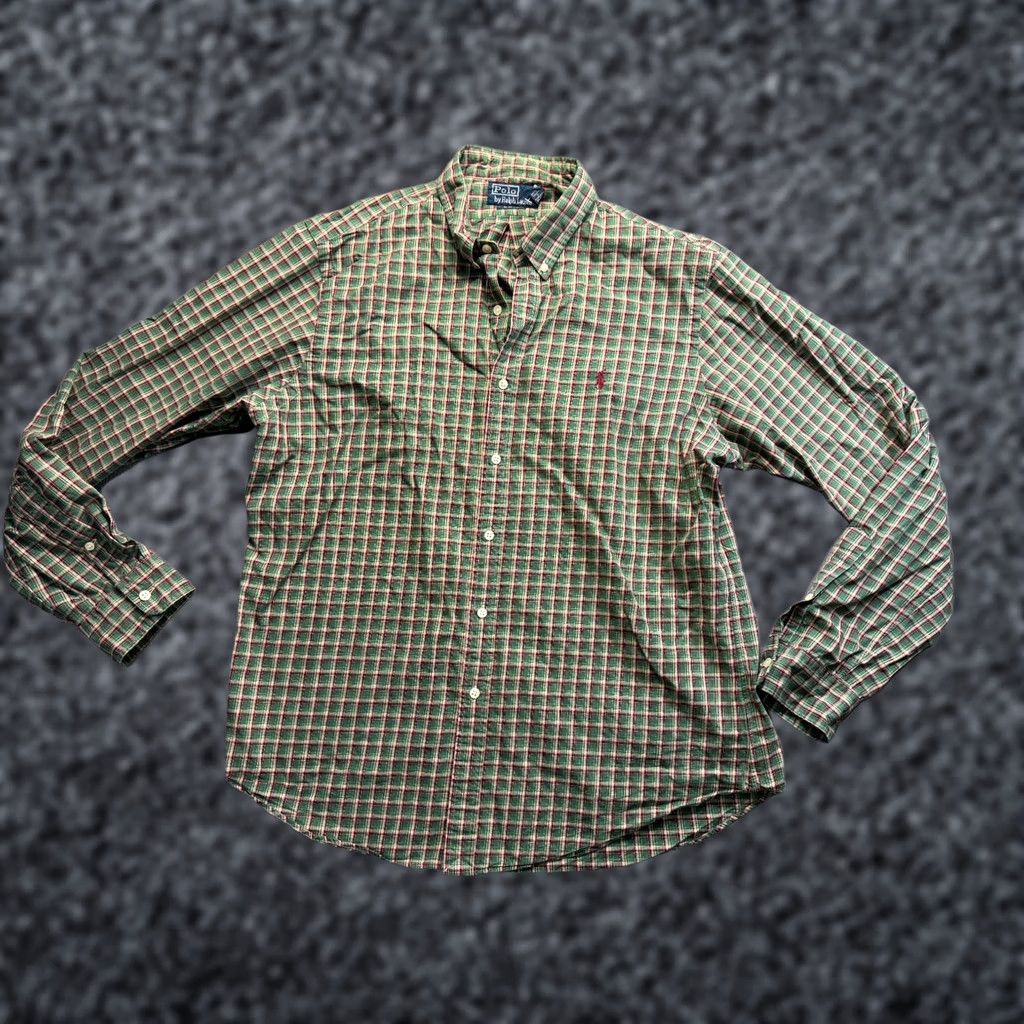 Ralph Lauren Vintage Ralph Lauren Green Square Pattern Long Sleeve Button-Up Shirt Mens XL Size US XL / EU 56 / 4 - 1 Thumbnail