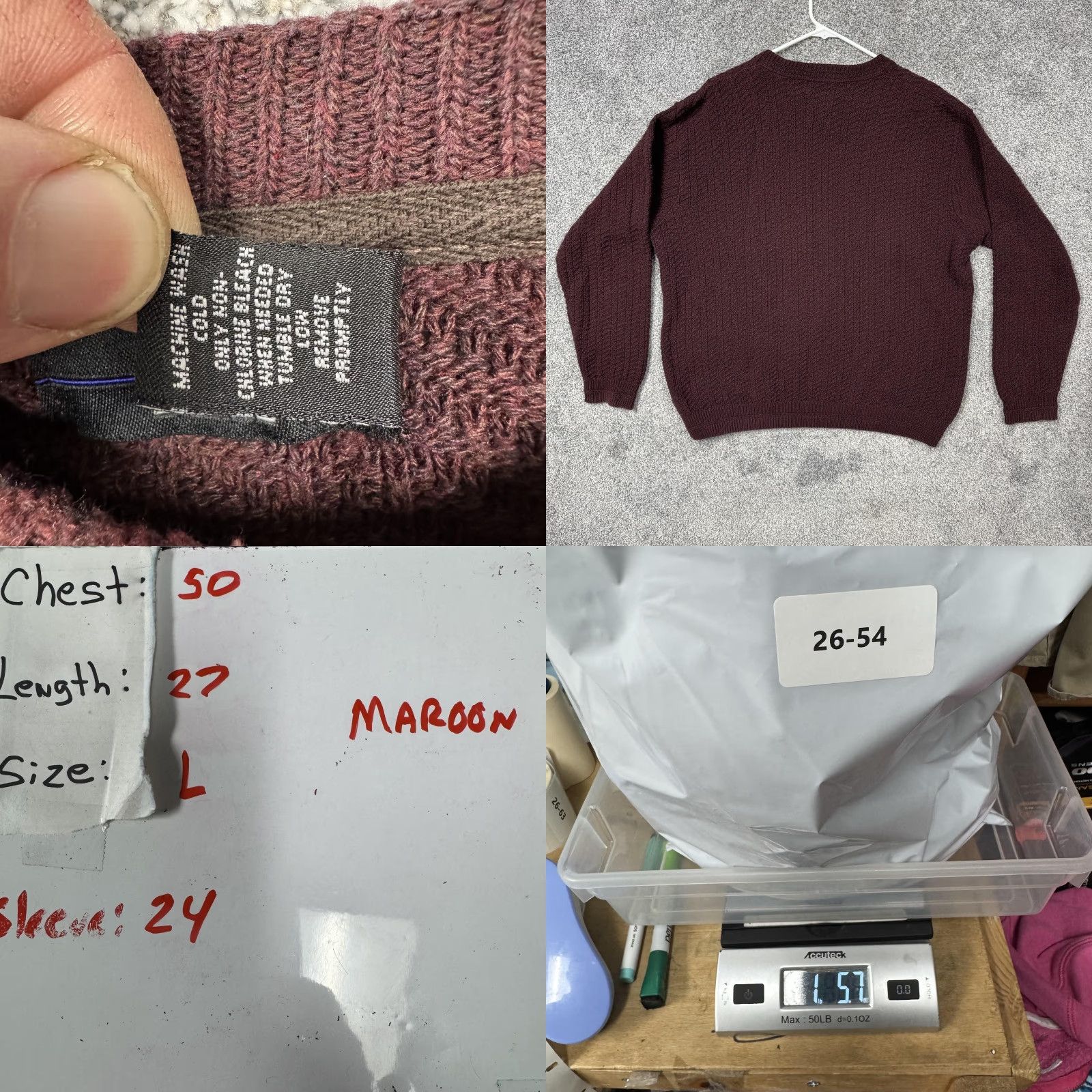 Bill Blass VINTAGE Bill Blass Sweater Men Large Maroon Crew Neck Knit 90s Preppy Classic Solid Textured Long Sleeve Pullover Size US L / EU 52-54 / 3 - 8 Thumbnail