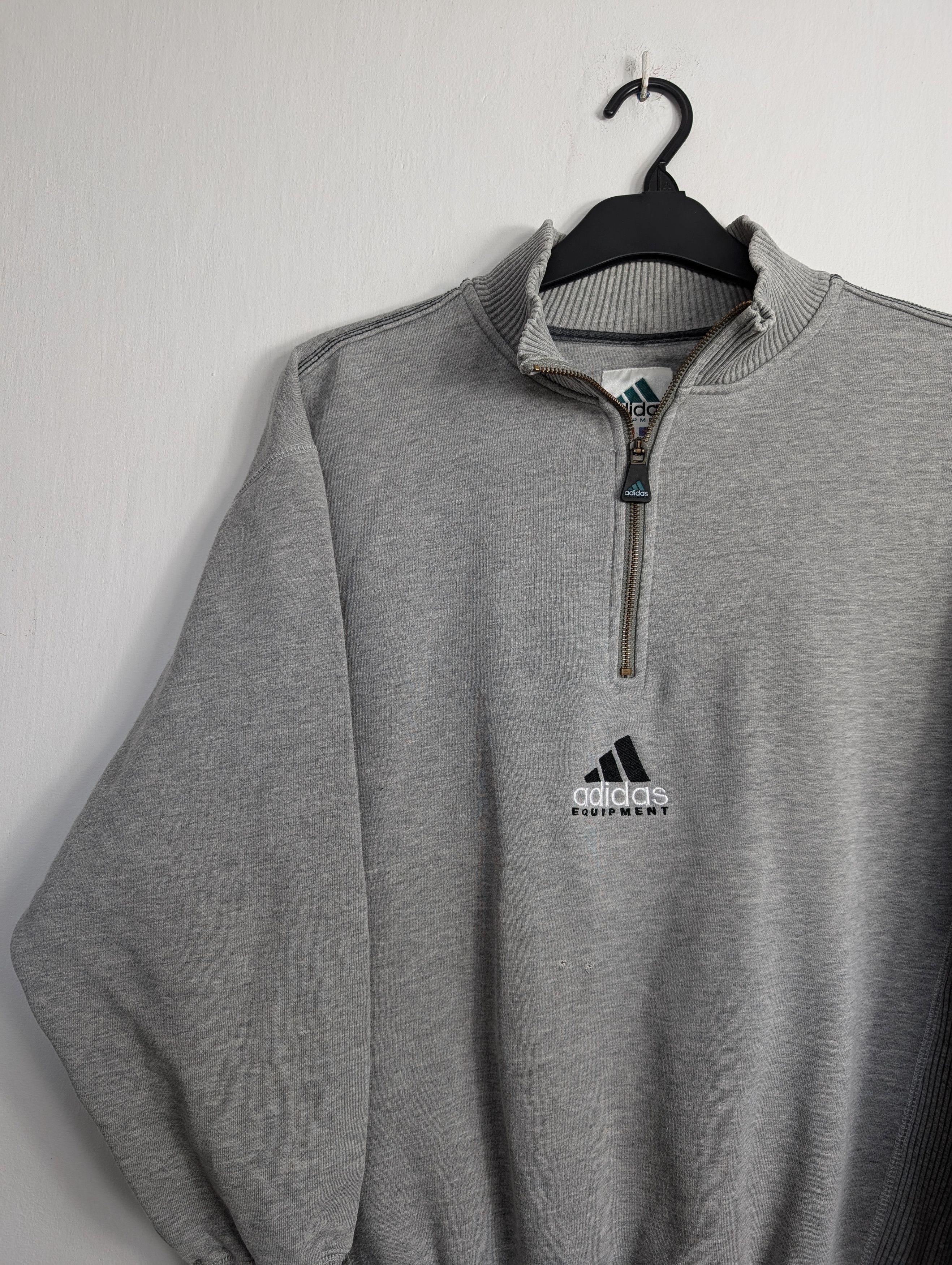 Adidas Vintage 90s Adidas Equipment 1/4 Zip Grey Sweatshirt Boxy Size US L / EU 52-54 / 3 - 2 Thumbnail