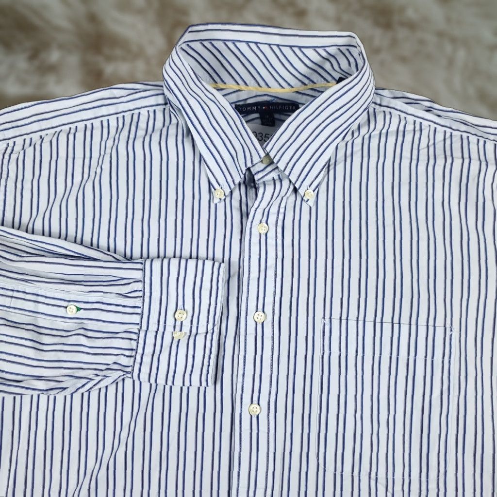 Tommy Hilfiger Tommy Hilfiger Shirt Mens 2XL Blue Striped Button-Up Long Sleeve Casual Business Formal Party/Cocktail Workwear Size US XXL / EU 58 / 5 - 1 Thumbnail