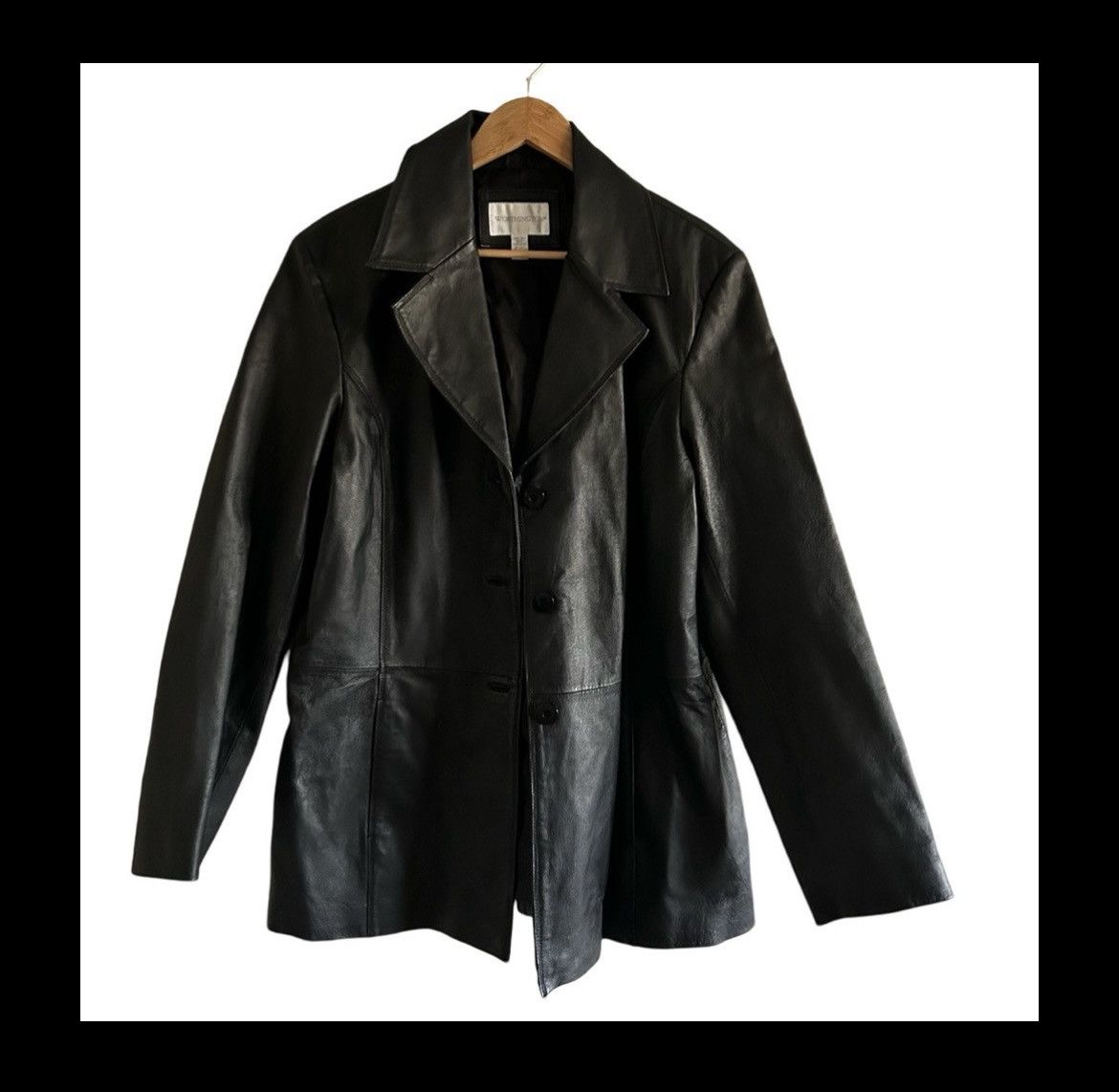 Worthington Vtg Worthington Black Leather Button Front Lined Jacket Coat Size XL / US 12-14 / IT 48-50 - 1 Thumbnail