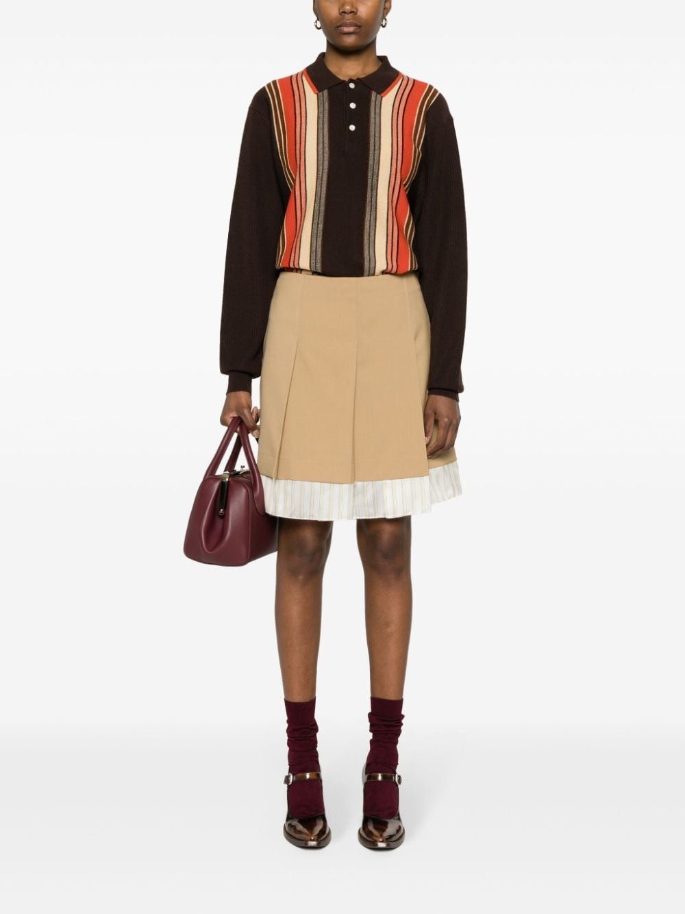 Marni o1f1d3z0525 Pleated Mini Skirt in Beige Size 28" / US 6 / IT 42 - 4 Thumbnail