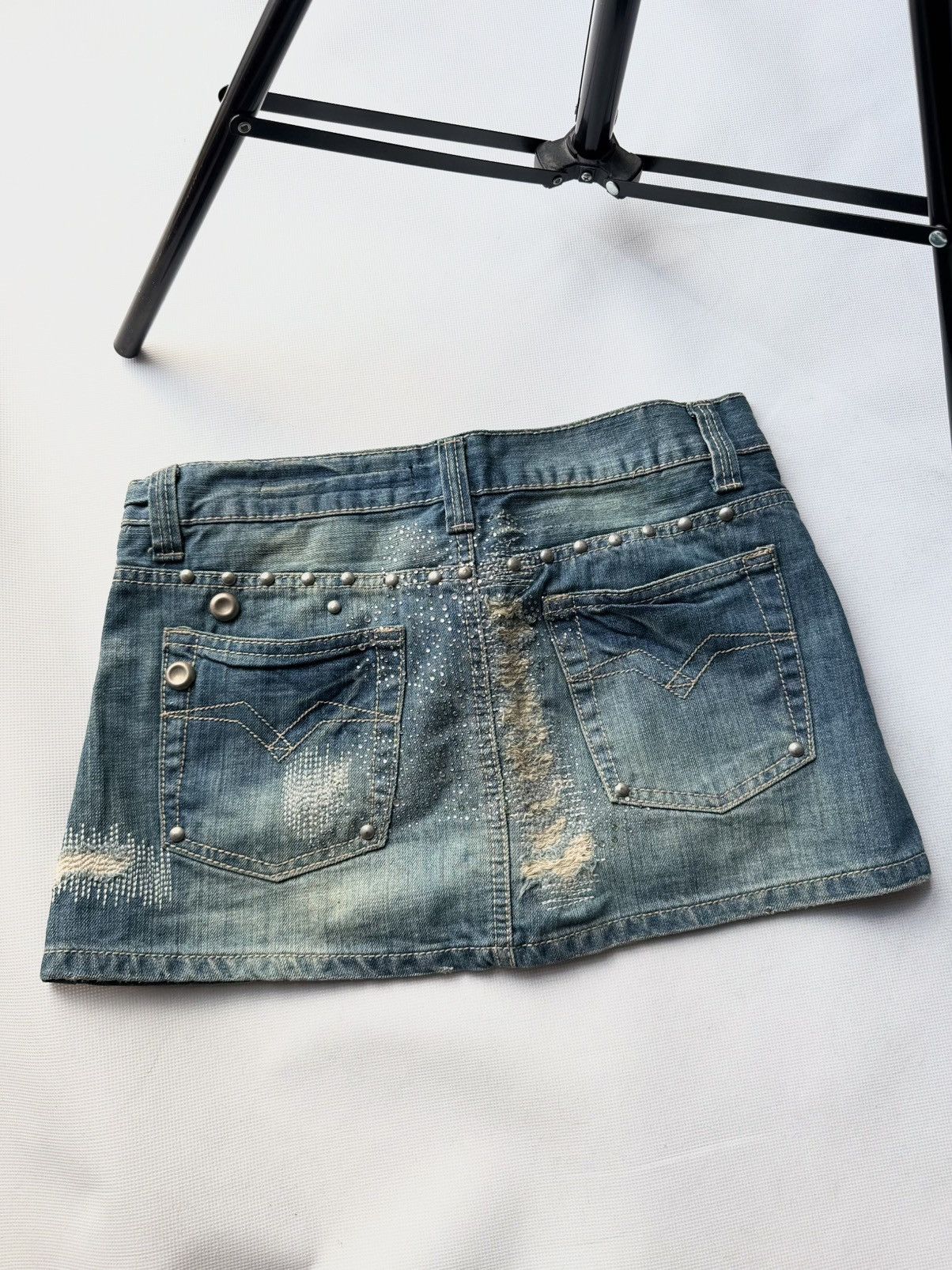 Miss Sixty × Vintage VINTAGE MISS SIXTY 2000s Distressed MINI SKIRT Miss Me Style Size 30" / US 8 / IT 44 - 3 Thumbnail