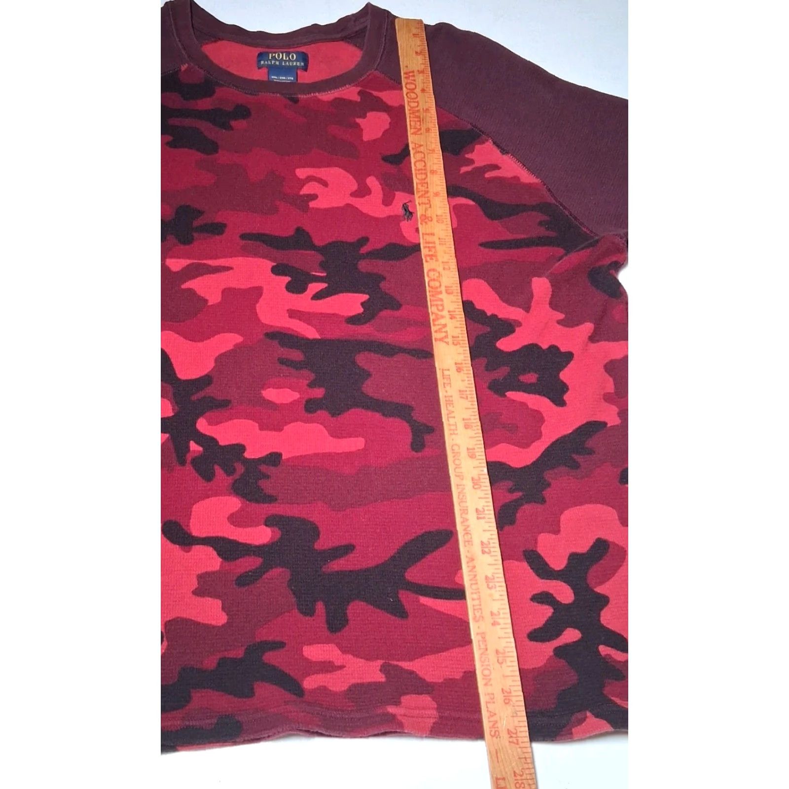 Polo Ralph Lauren VINTAGE Polo Ralph Lauren Thermal Shirt Men 2XL Maroon Red Camouflage Raglan Size US XXL / EU 58 / 5 - 3 Thumbnail