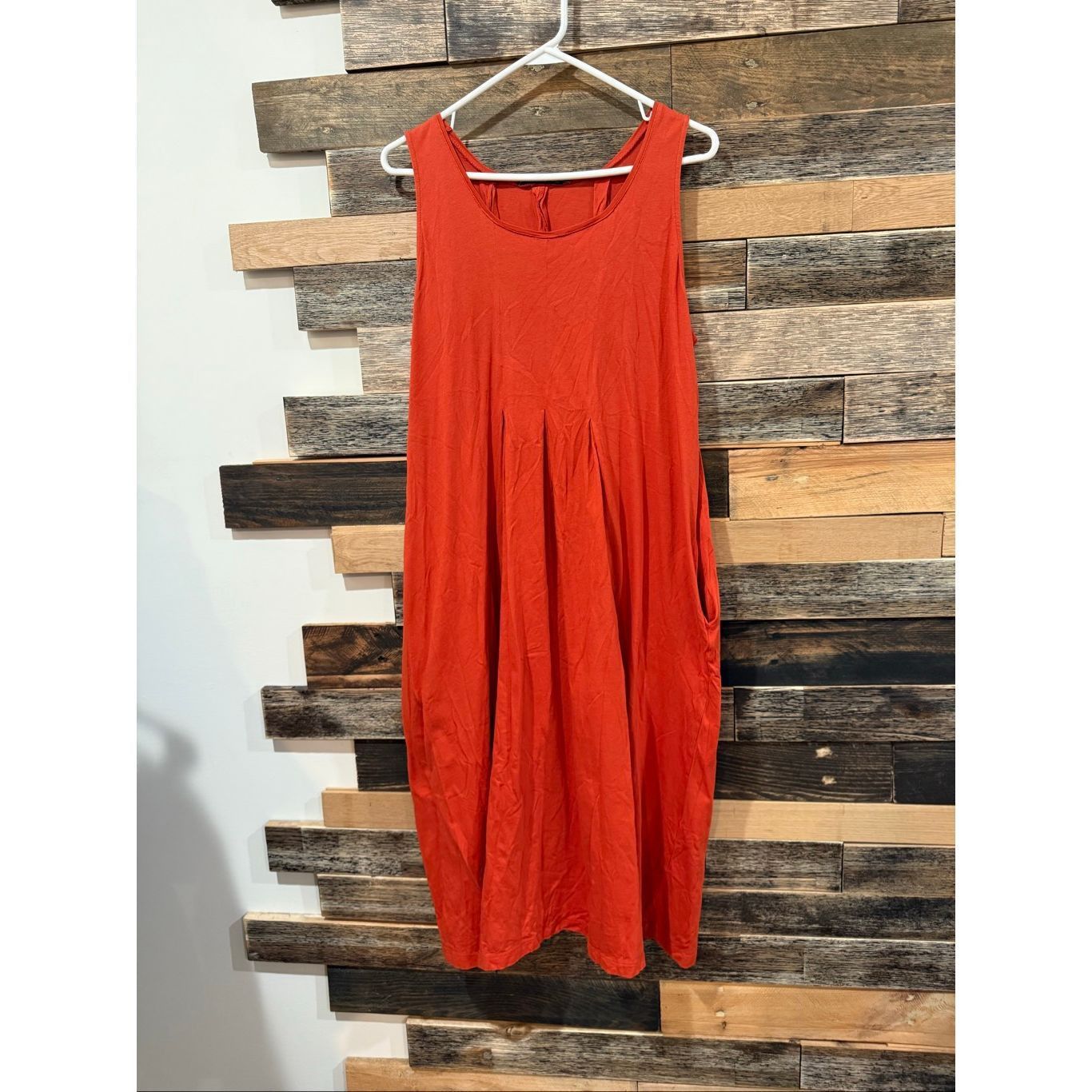 Gudrun Sjoden tank burn orange dress pockets size Large