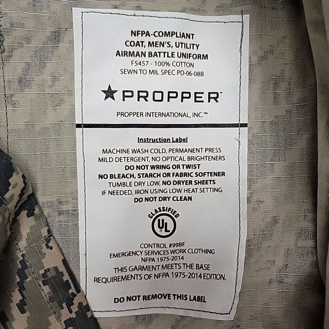 Propper US Air Force ABU Camo Jacket Mens 40R Tiger Stripe Digital Military Coat BdU Shirt Size US XXS / EU 40 - 3 Thumbnail