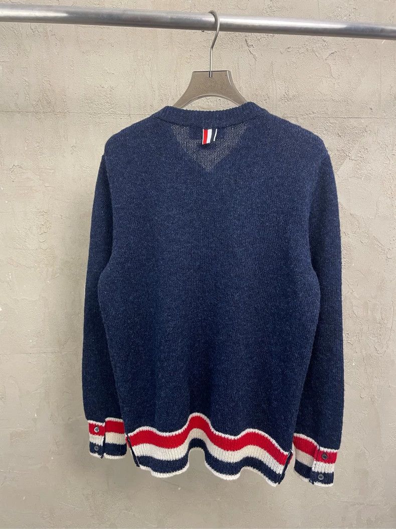 Thom Browne Thom browne Dark blue hem stripe round-neck wool cardigan j Size US XS / EU 42 / 0 - 3 Thumbnail