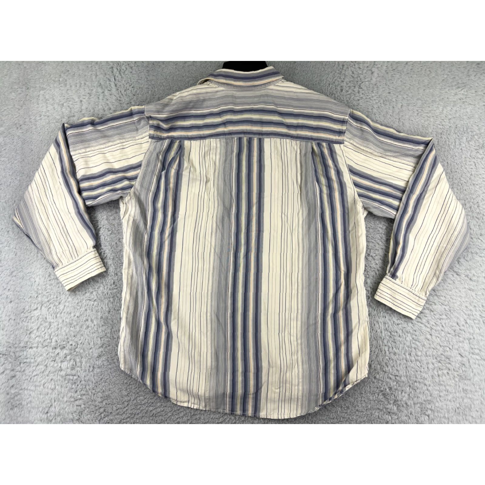Tommy Bahama Tommy Bahama Shirt Mens Large Beige Blue Stripe Button Up Hawaiian 100% Silk Size US L / EU 52-54 / 3 - 2 Thumbnail