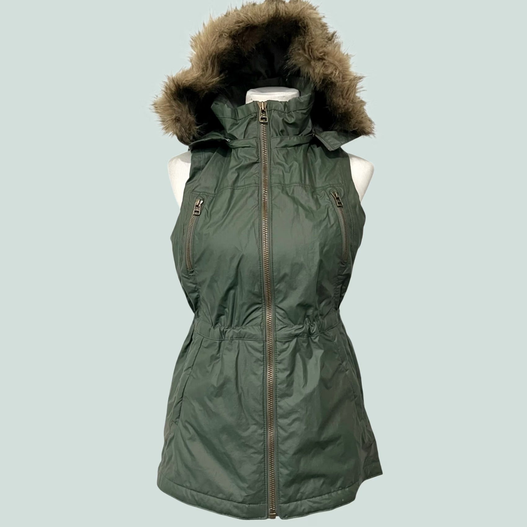 Athleta VINTAGE Athleta Alpine Air Vest Coat Jasper Green Women’s SMALL Removable Hood Size S / US 4 / IT 40 - 1 Thumbnail