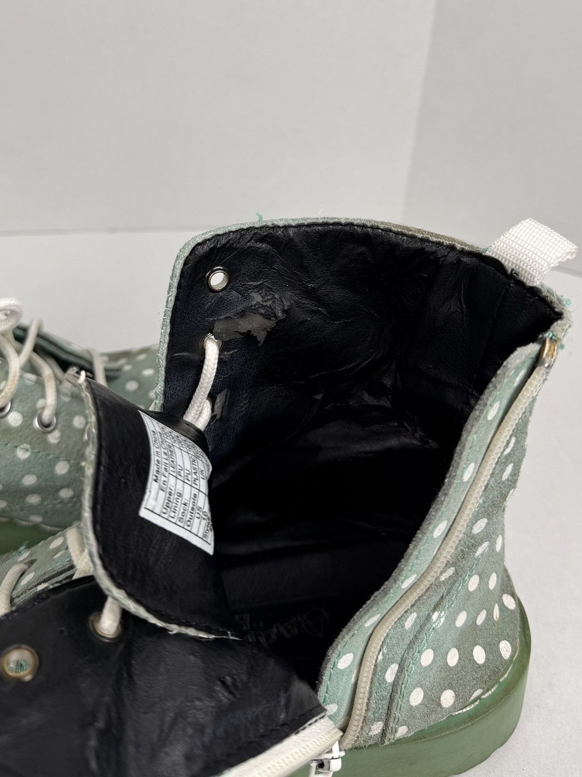 T.U.K. Footwear Anarchic TUK Boots Mint Polka Dots Anarchy Leather Combat Size US 10 / IT 40 - 15 Thumbnail