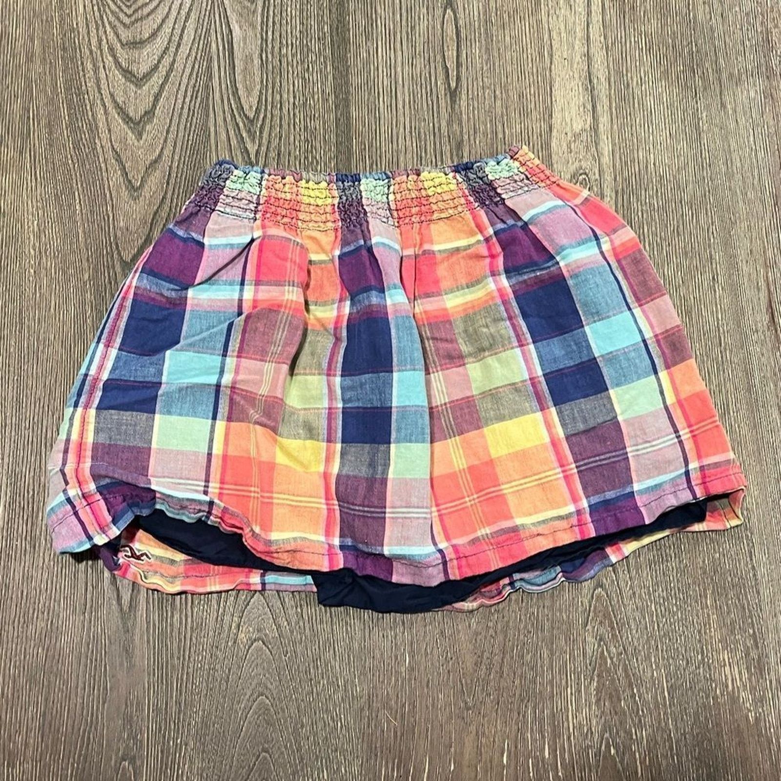 Hollister Hollister Womens Mini Skirt Plaid Smocked Waist Linen Size M Size 28" / US 6 / IT 42 - 4 Thumbnail