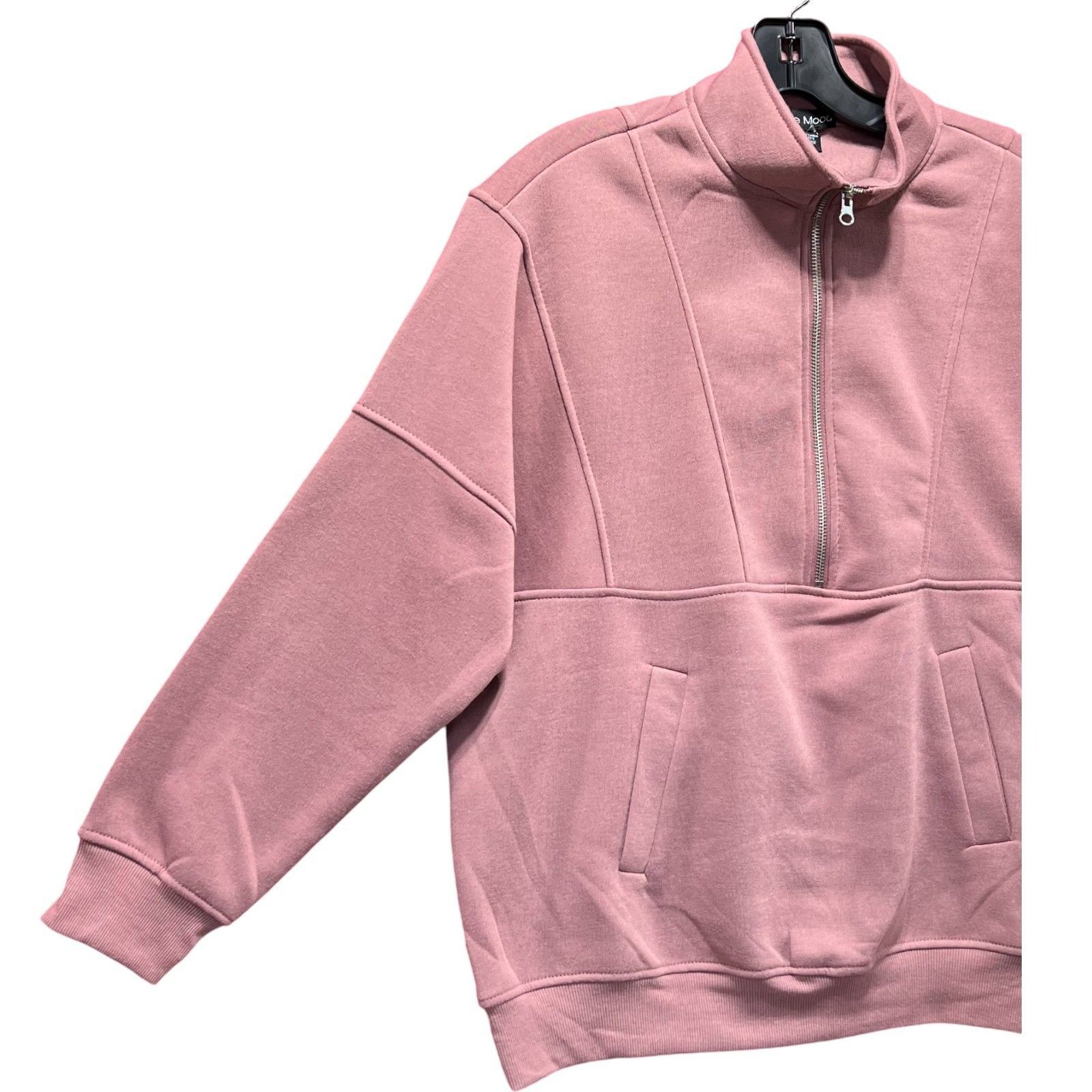 Other Love Mood - Women's Long Sleeve 1/2 Zip Sweatshirt - Pink - Size S / US 4 / IT 40 - 13 Thumbnail