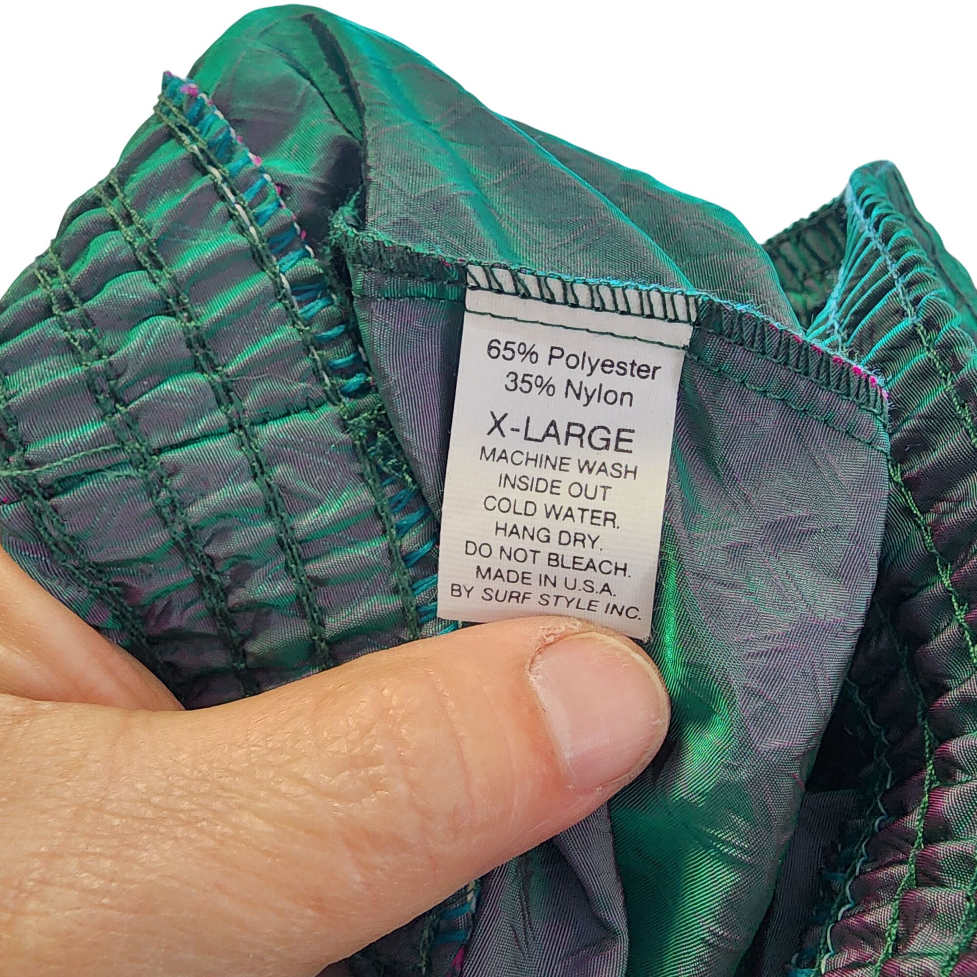 Other Vintage Surf Style Windbreaker Pants X-Large Green & Purple Size US 40 / EU 56 - 4 Thumbnail