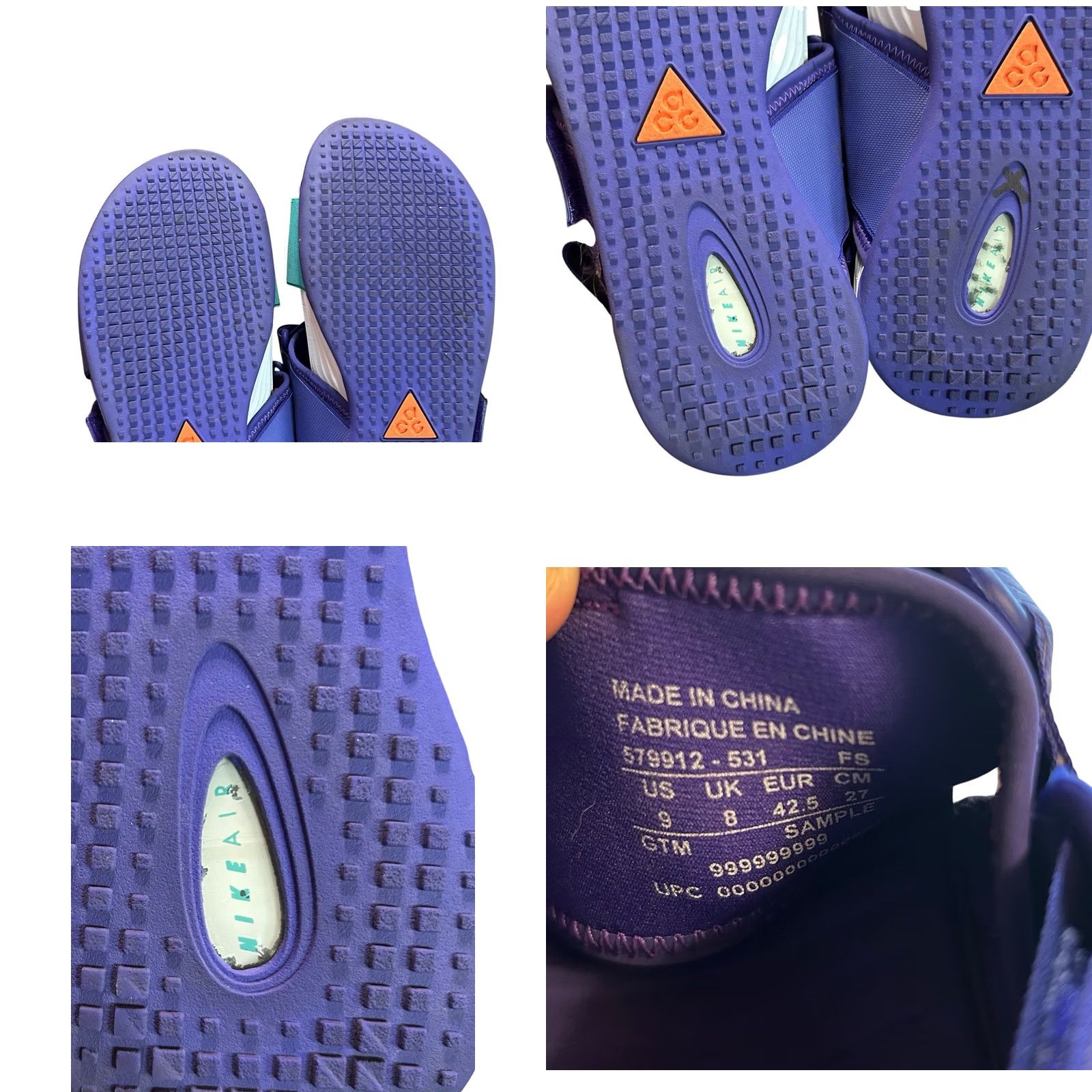 Nike Nike ACG Air Deschutz Sandals Women's 9 Purple & Teal Nylon Rubber Neoprene Hook & Loop Slip-On Casual Outdoor Sports Size US 9 / IT 39 - 11 Thumbnail
