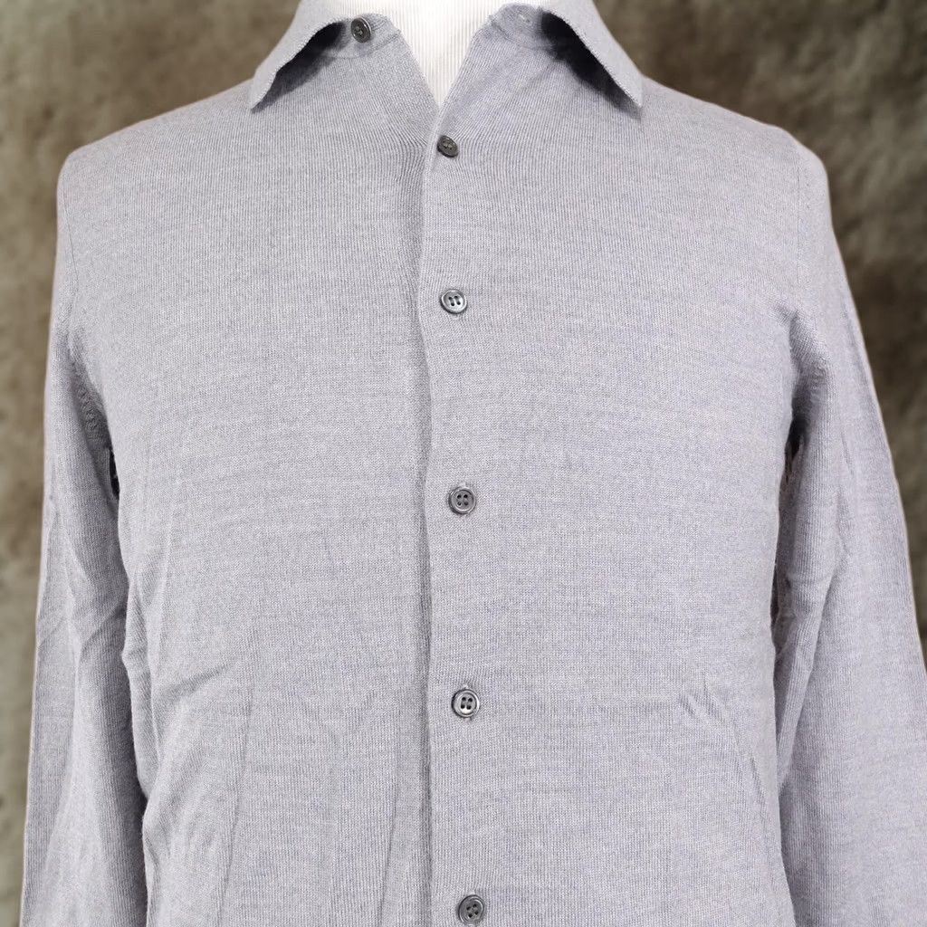 Theory Theory Mens Medium Gray Merino Wool Button-Up Long Sleeve Shirt Size US M / EU 48-50 / 2 - 1 Thumbnail