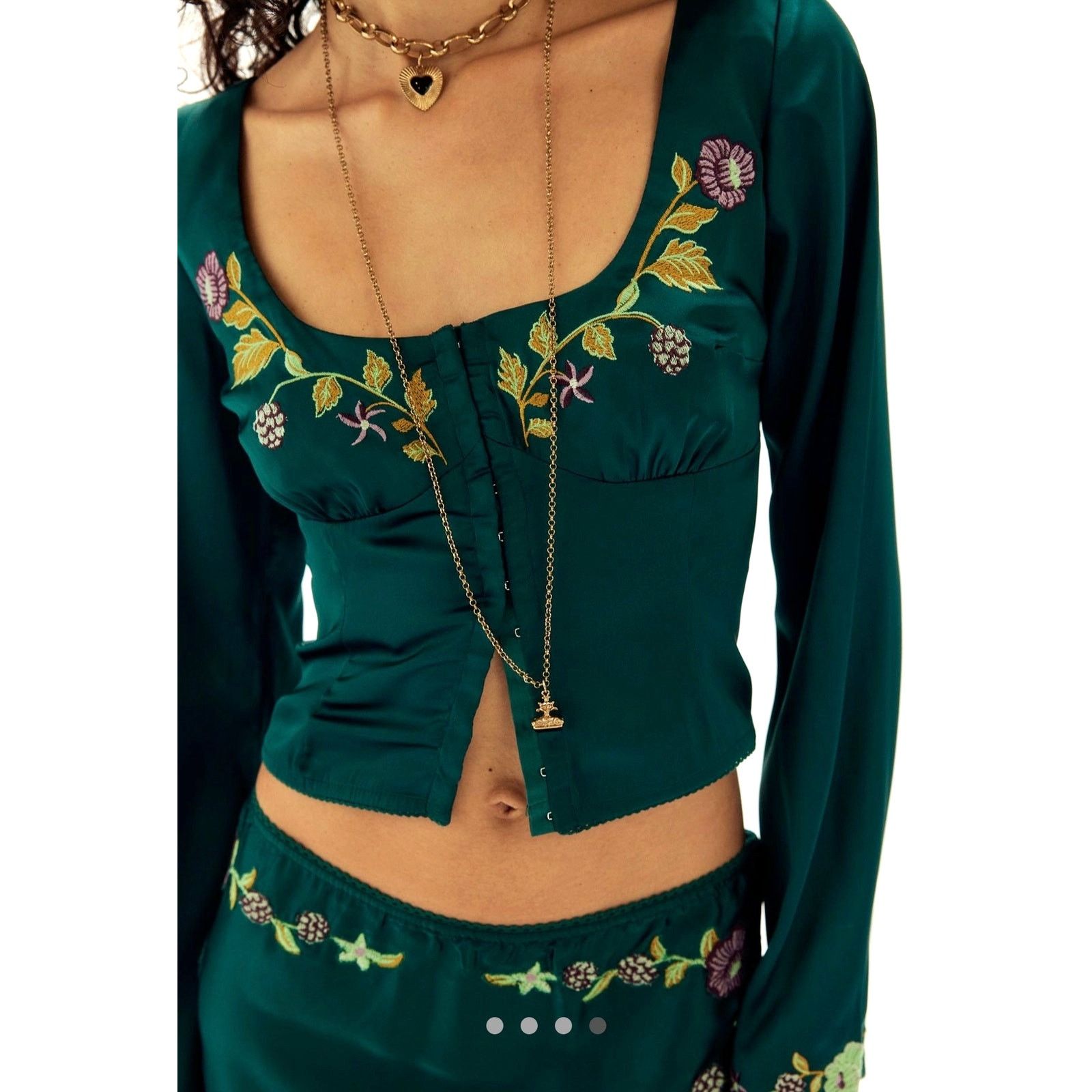 Free People Free People Autumn Bloom Midi Skirt Set Forest Combo M Size M / US 6-8 / IT 42-44 - 2 Thumbnail