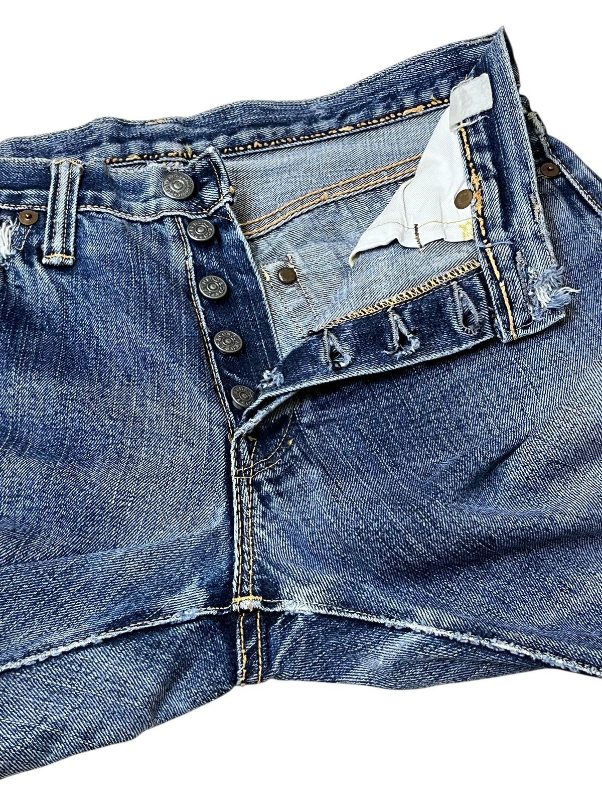 The Flat Head Sick🔥Japanese denim THE FLAT HEAD distressed selvedge jeans Size US 30 / EU 46 - 11 Thumbnail