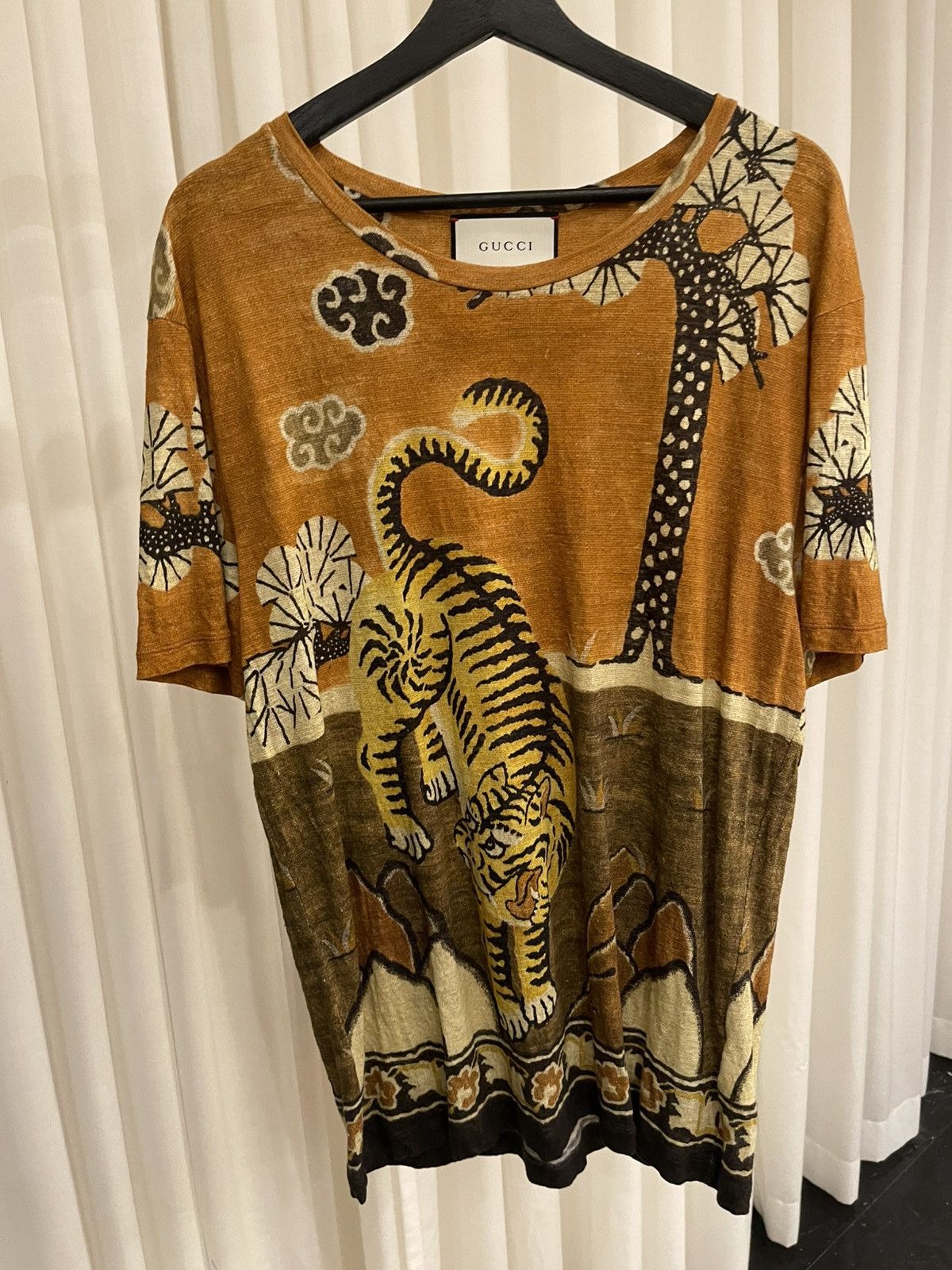 Gucci Gucci Linen Tiger TShirt Size US M / EU 48-50 / 2 - 1 Thumbnail