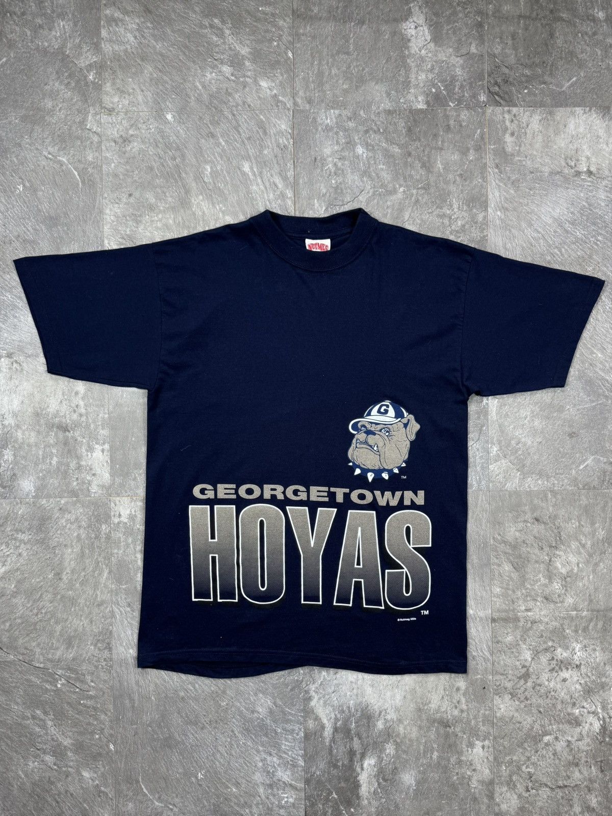 Nutmeg Vintage 90s Nutmeg Georgetown Hoyas Shirt Over Print Tee Size US M / EU 48-50 / 2 - 1 Thumbnail