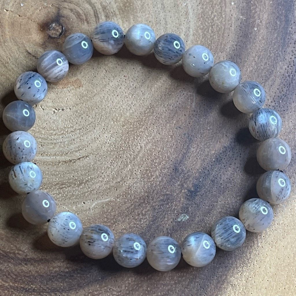 Other Skeleton skeletal moonstone stretch beaded bracelet 7” crystal healing beads 8mm ONE NEW Size ONE SIZE - 5 Thumbnail