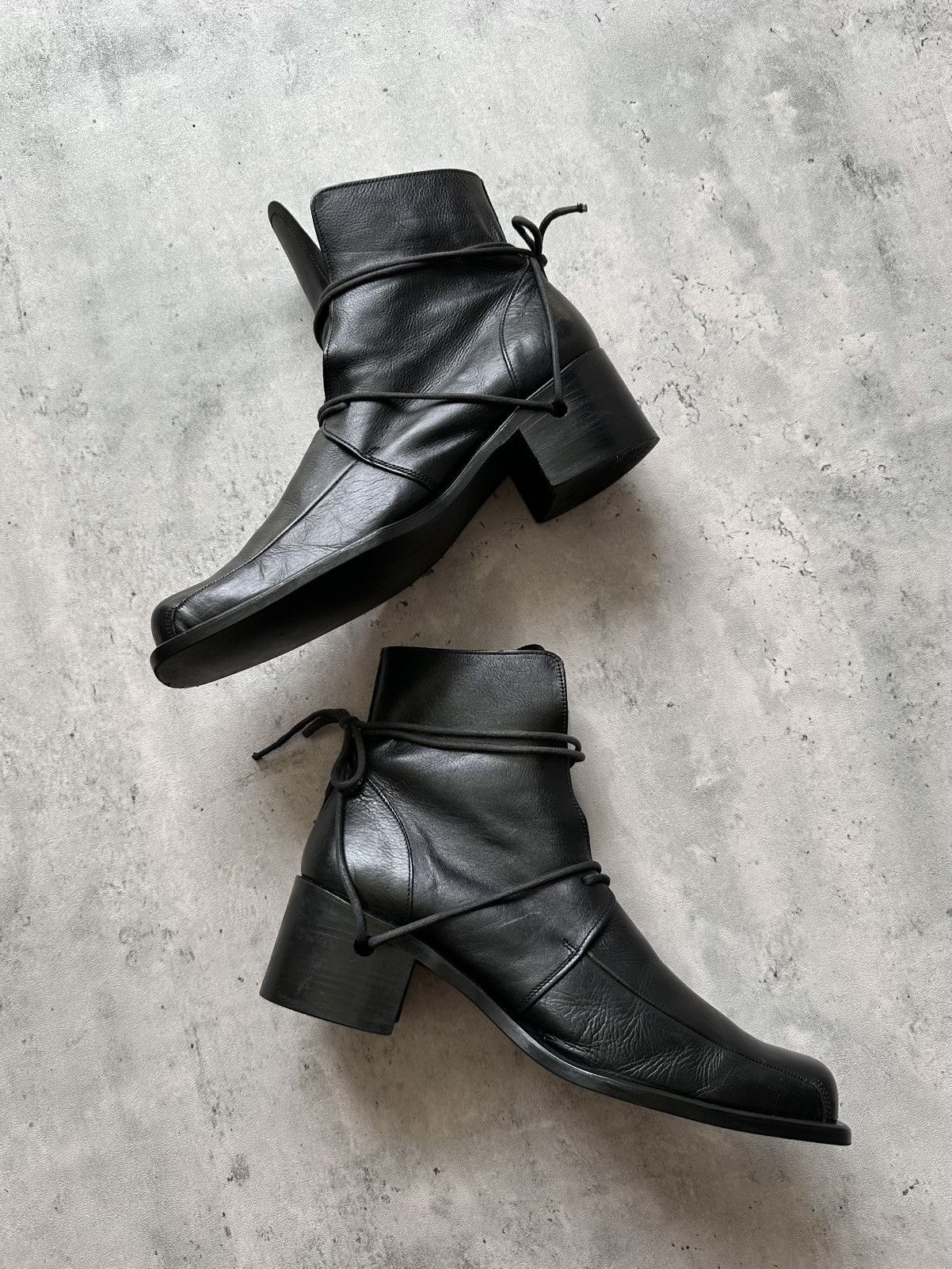 WHOOP-DE-DOO LACE THROUGH HEEL LEATHER BOOTS