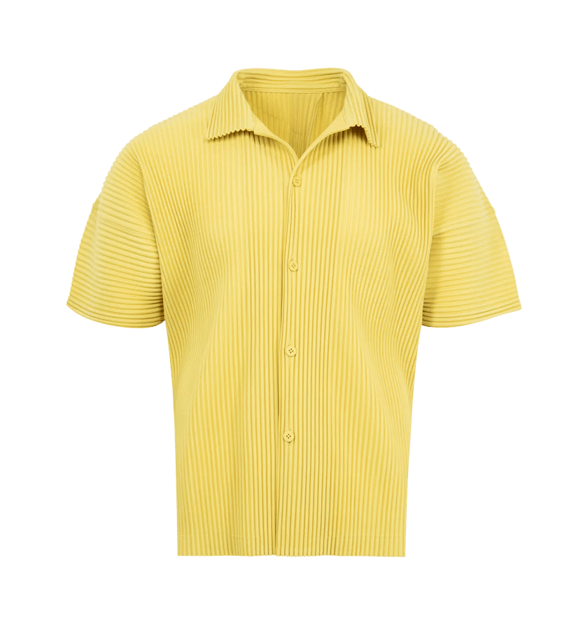 Issey Miyake o1h1sh11225 Pleated Shirt in Yellow Size US L / EU 52-54 / 3 - 1 Thumbnail