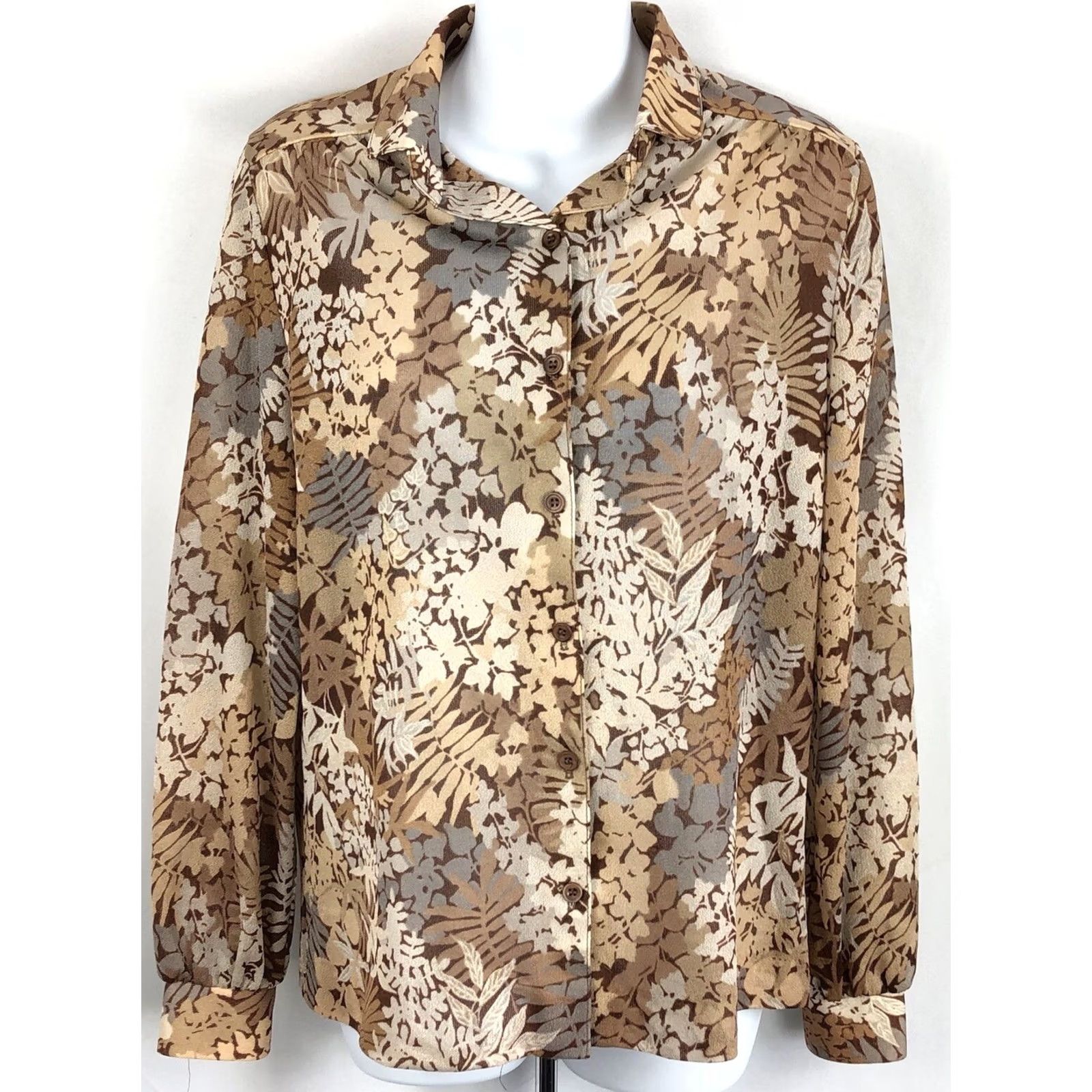 Etro Vintage Career Top M Brown Floral ButtonUp LongSleeve Retro 60s 70s Boho Hippie Act III Women's shirt Size M / US 6-8 / IT 42-44 - 5 Thumbnail