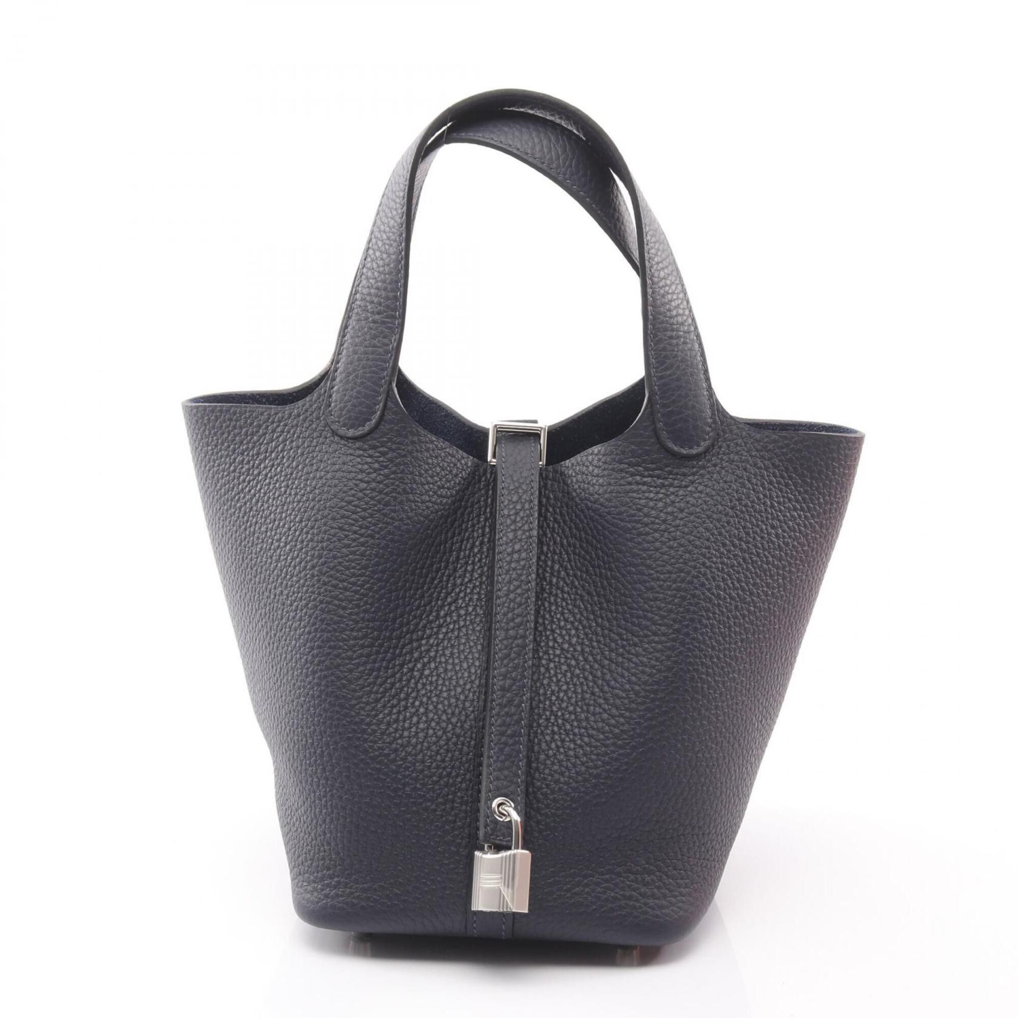 Hermes Hermes Picotin Lock PM Blue Nuit Handbag, Taurillon Clemence Leather, Women's, Navy Size ONE SIZE - 1 Thumbnail