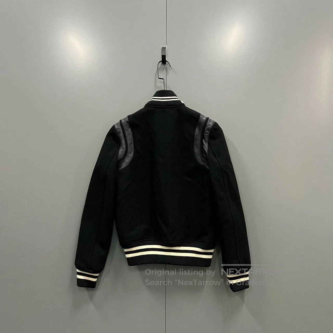 Saint Laurent Paris Saint Laurent Black Leather Patch Baseball Jacket. Size US M / EU 48-50 / 2 - 2 Thumbnail