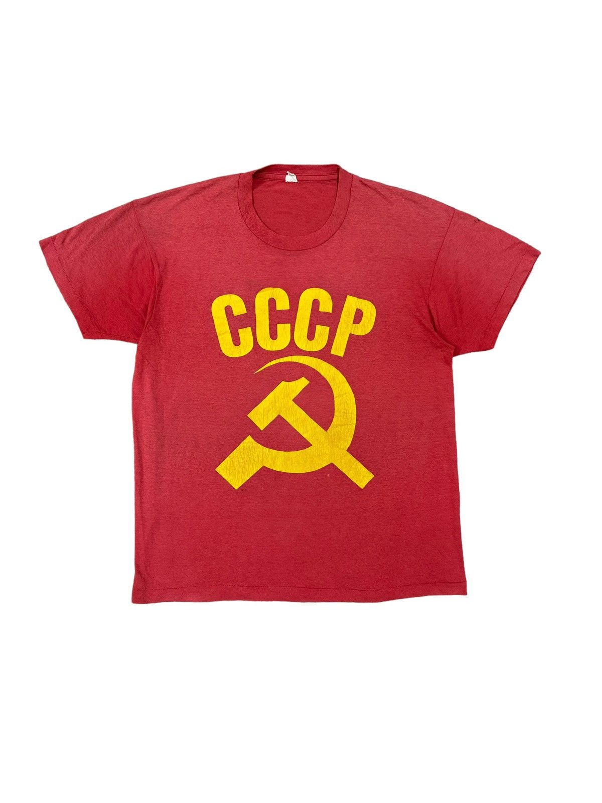 image of Vtg80’S Cccp Tee in Red/Yellow, Men's (Size XL)