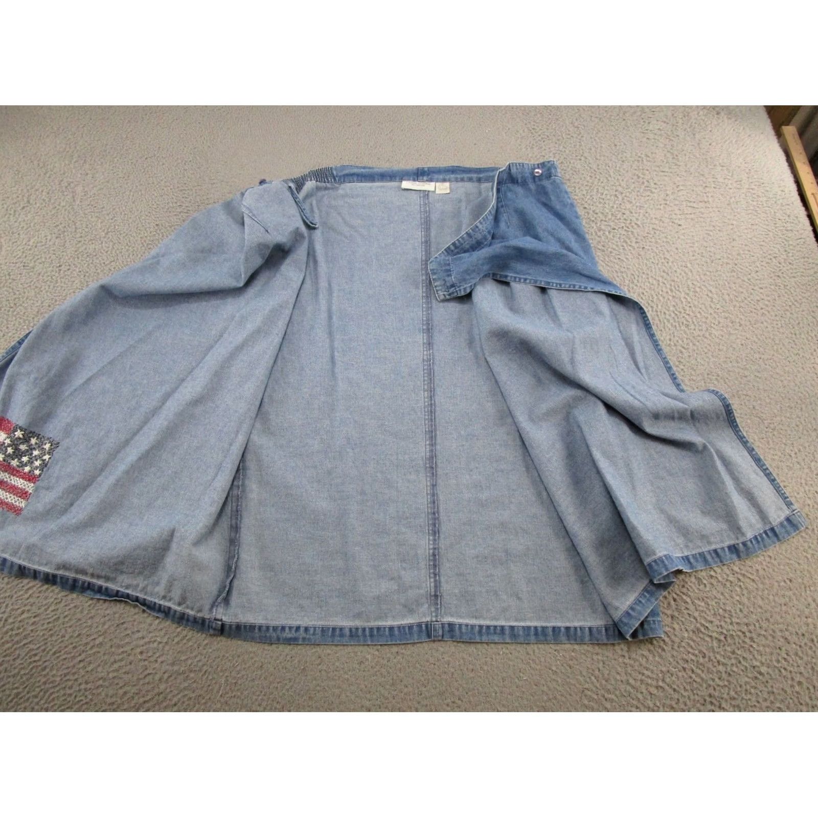 Vintage Vintage Casual Corner Denim Skirt 1X Midi A-Line Blue 90s 4th Of July Womens Size 40" / US 18 - 4 Thumbnail