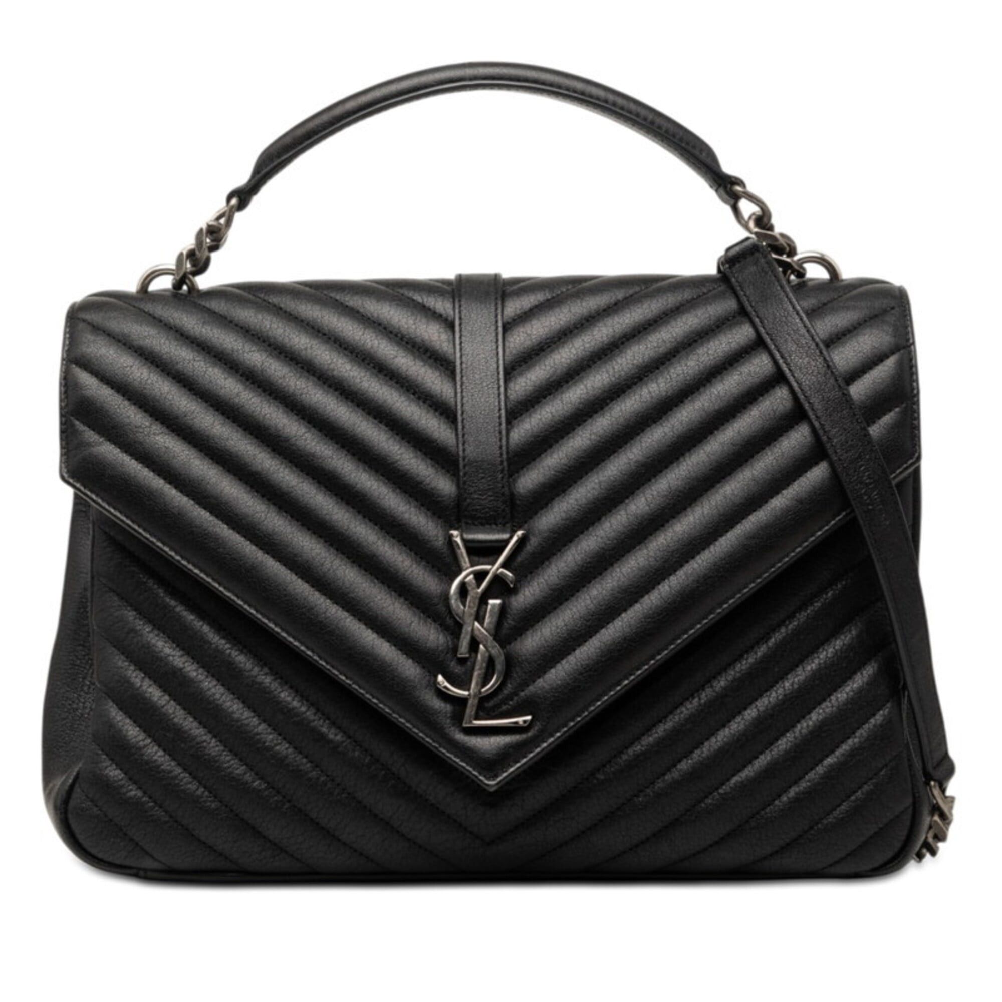 Saint Laurent Paris Saint Laurent YSL Logo V-Stitch Handbag, Top Handle Shoulder Bag, 2-Way, 487212, Black Leather, Women's SAINT LAURENT Size ONE SIZE - 1 Thumbnail