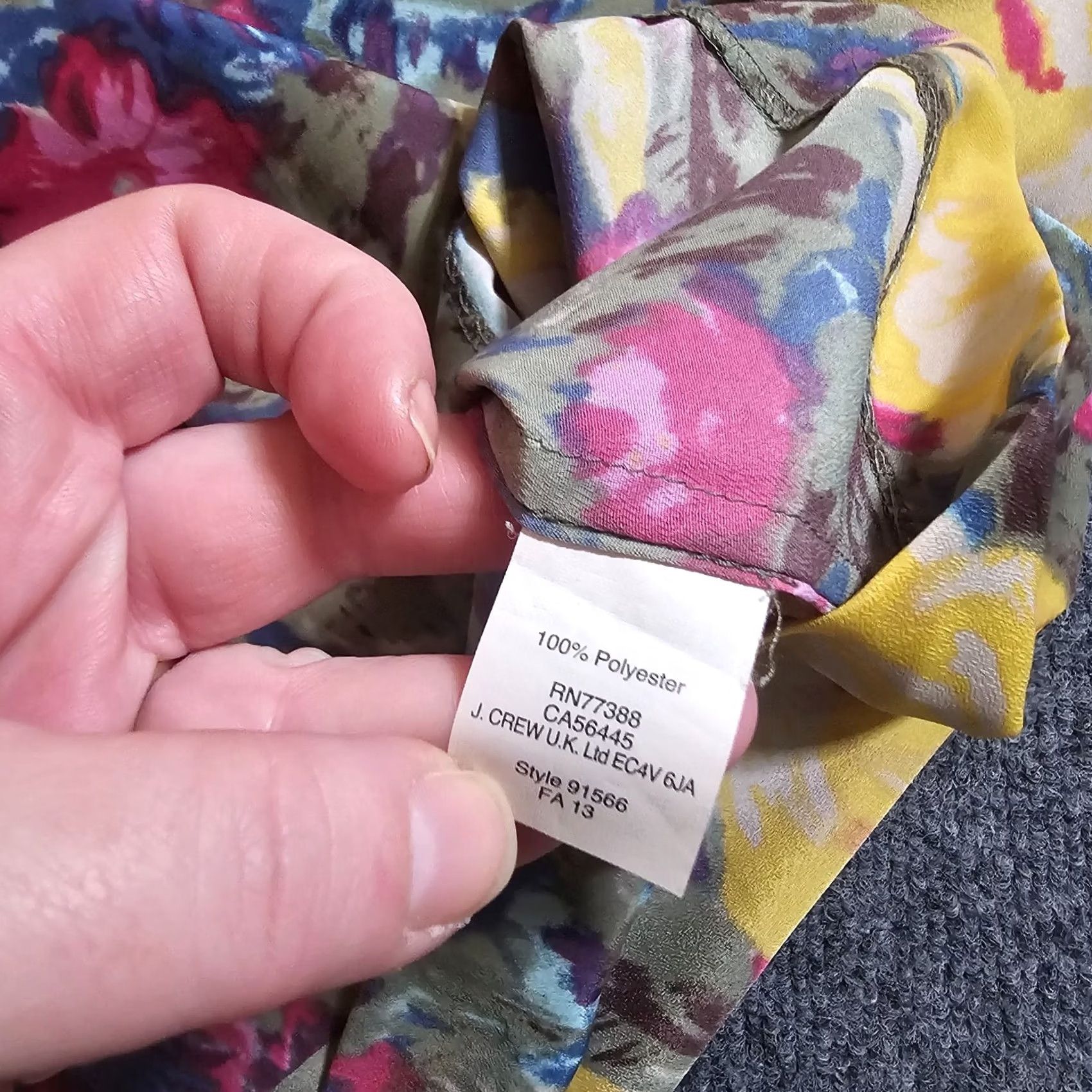 J.Crew J.CREW Blouse Shirt Women L Green Yellow Floral 3/4 Sleeve Round Neck Career Size L / US 10 / IT 46 - 7 Thumbnail
